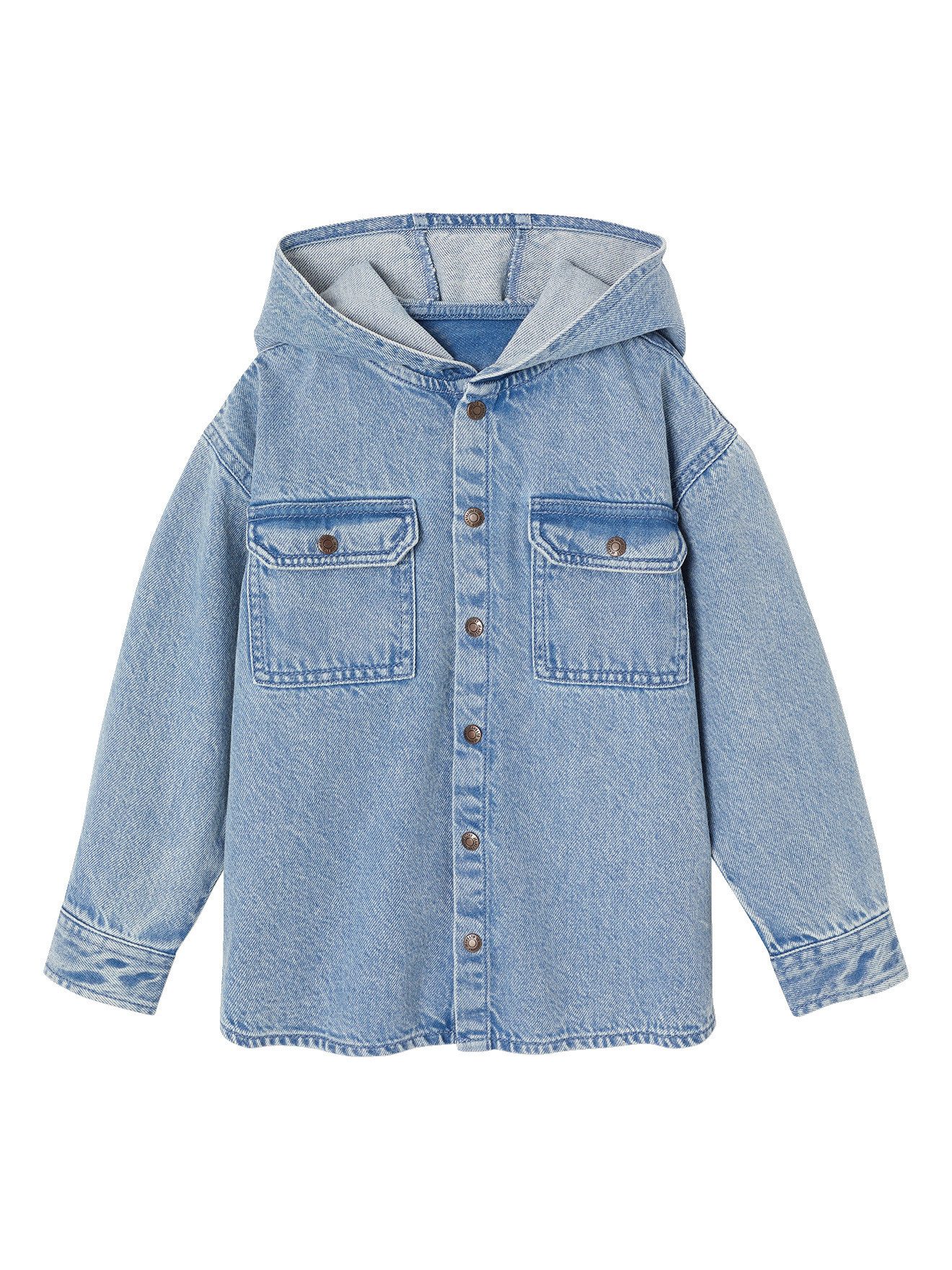vertbaudet Langarmhemd Jeanshemd Jungen mit Kapuze