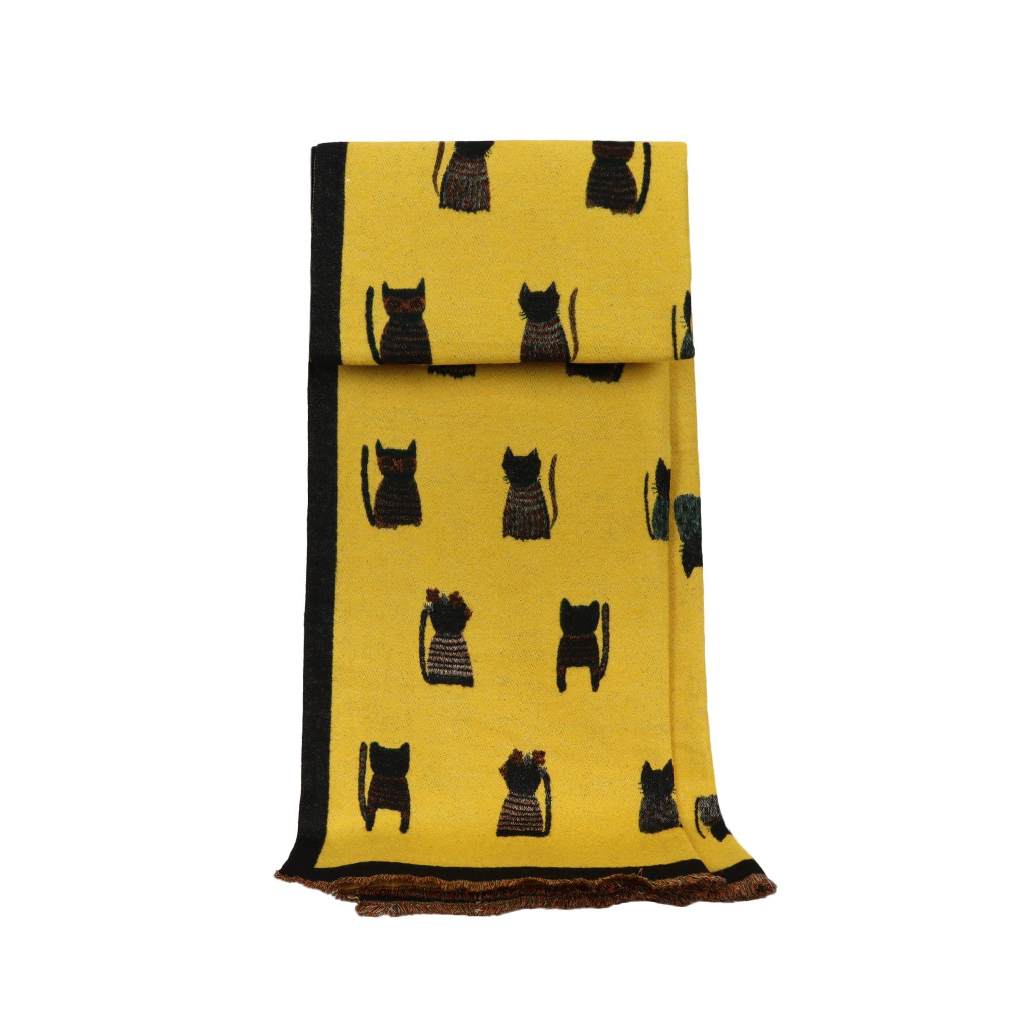 ZEBRO Modeschal Schal Katze gelb