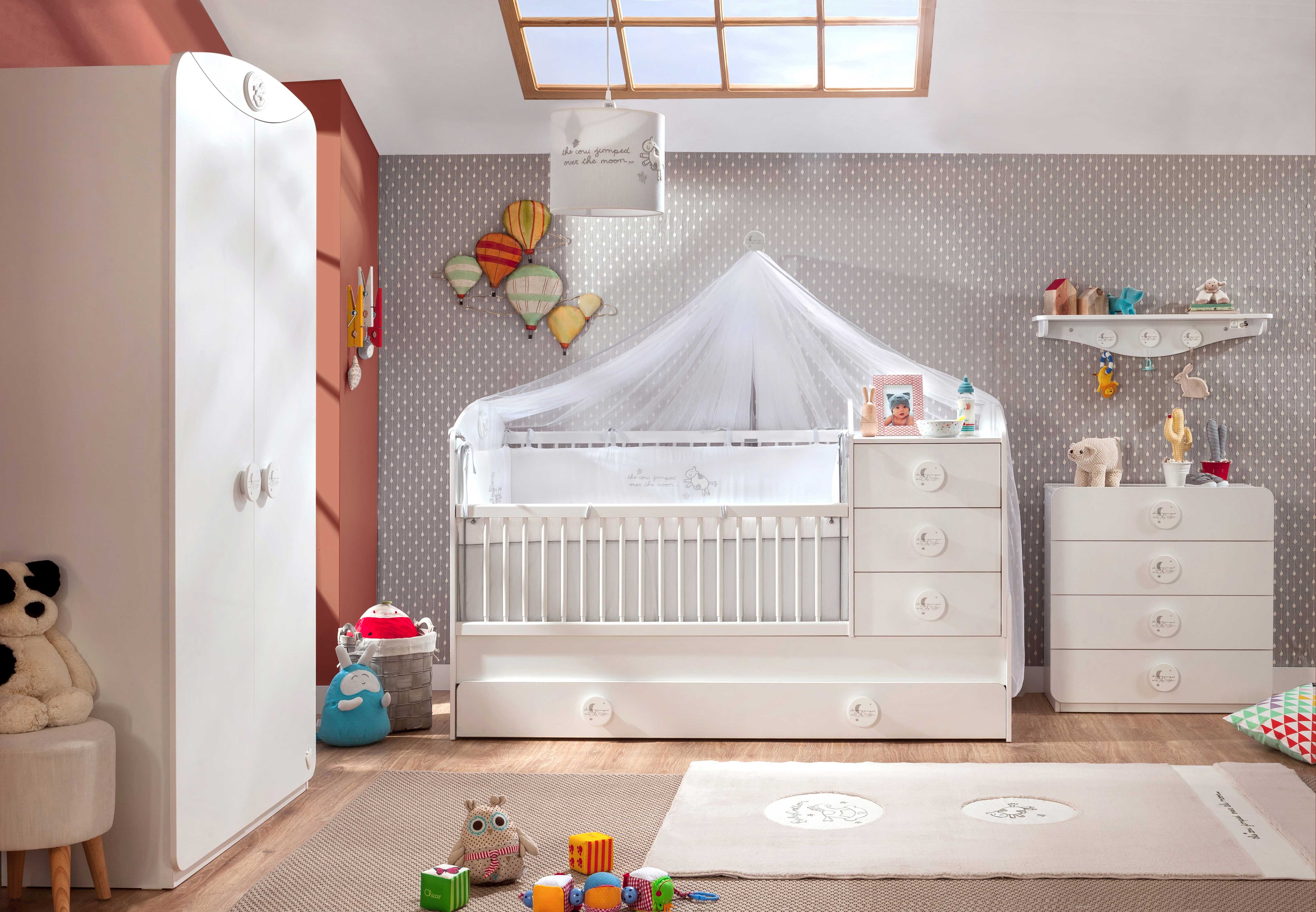 Furniture Time Baby Room Complete Set BABY COTTON 4-piece: Wardrobe, Crib, Chest of Drawers, Wall Shelf