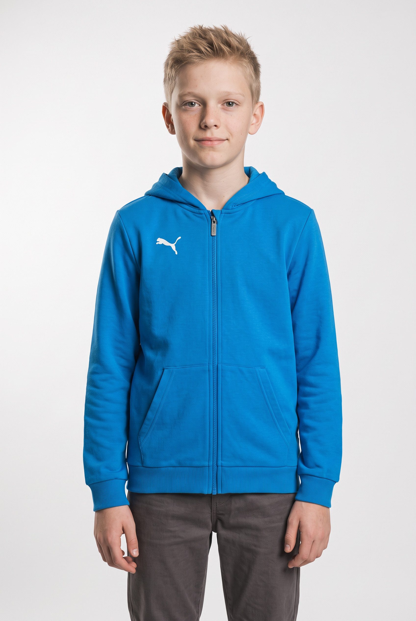 PUMA Kapuzensweatjacke TEAMGOAL CASUALS HOODED JACKET JR mit Kapuze, für Fußball, mit Reißverschluss, Regular Fit
