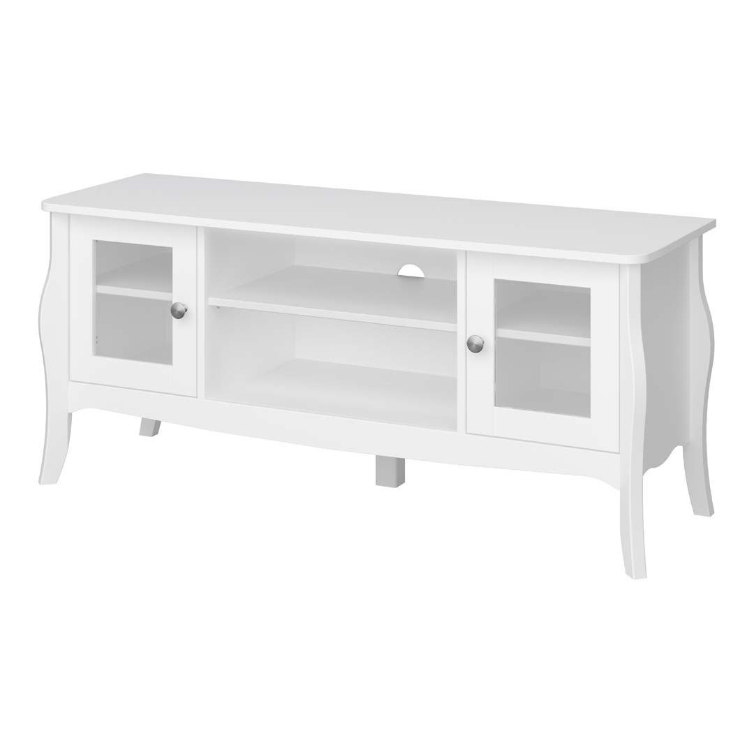 ebuy24 TV-Bank Baroque TV Tisch 2 Türen 1 Ablage Weiß.