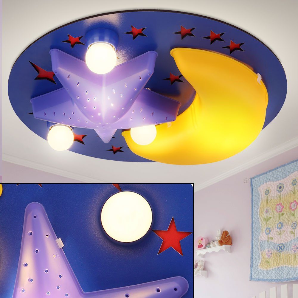 etc-shop Dekolicht, Leuchtmittel Mond Spiel Leuchte Zimmer inklusive, Decken Sterne Mädchen- Warmweiß, Kinder Jungen