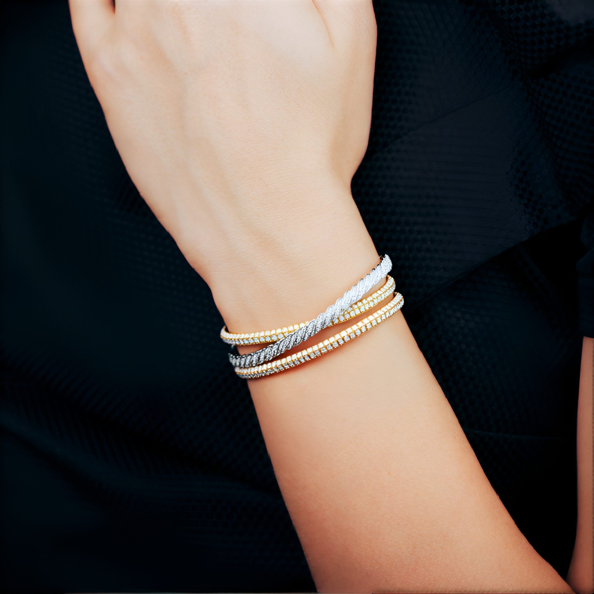 Cavill Goldarmband Cavill VVS1 Diamant Armband 11,64 ct 18K Gold Tricolor verstellbar (1-tlg)