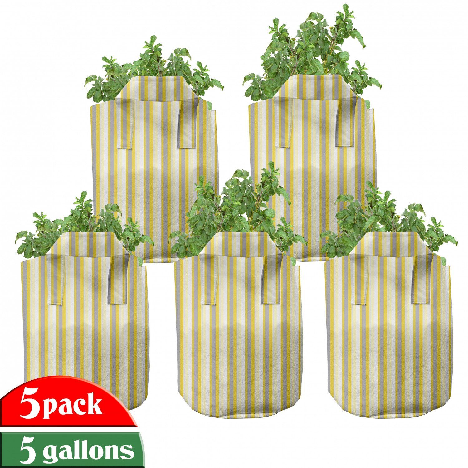 Abakuhaus Pflanzkübel hochleistungsfähig Stofftöpfe mit Griffen für Pflanzen, Jahrgang Retro Style Stripes