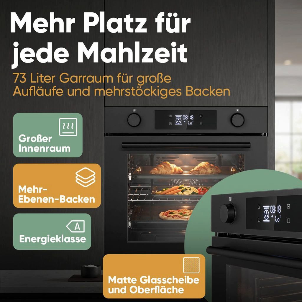 BOMANN Einbaubackofen EBO 7913, mit mattem Glas, Energieklasse A, Grill, Heißluft