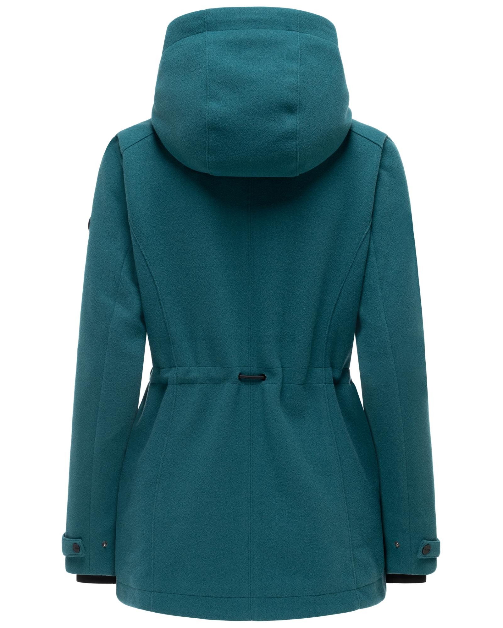 Navahoo Kurzmantel Lächelstern 14 Lange Damen Übergangsjacke in Wollmantel-Optik mit Kapuze – Bild 3 von 5