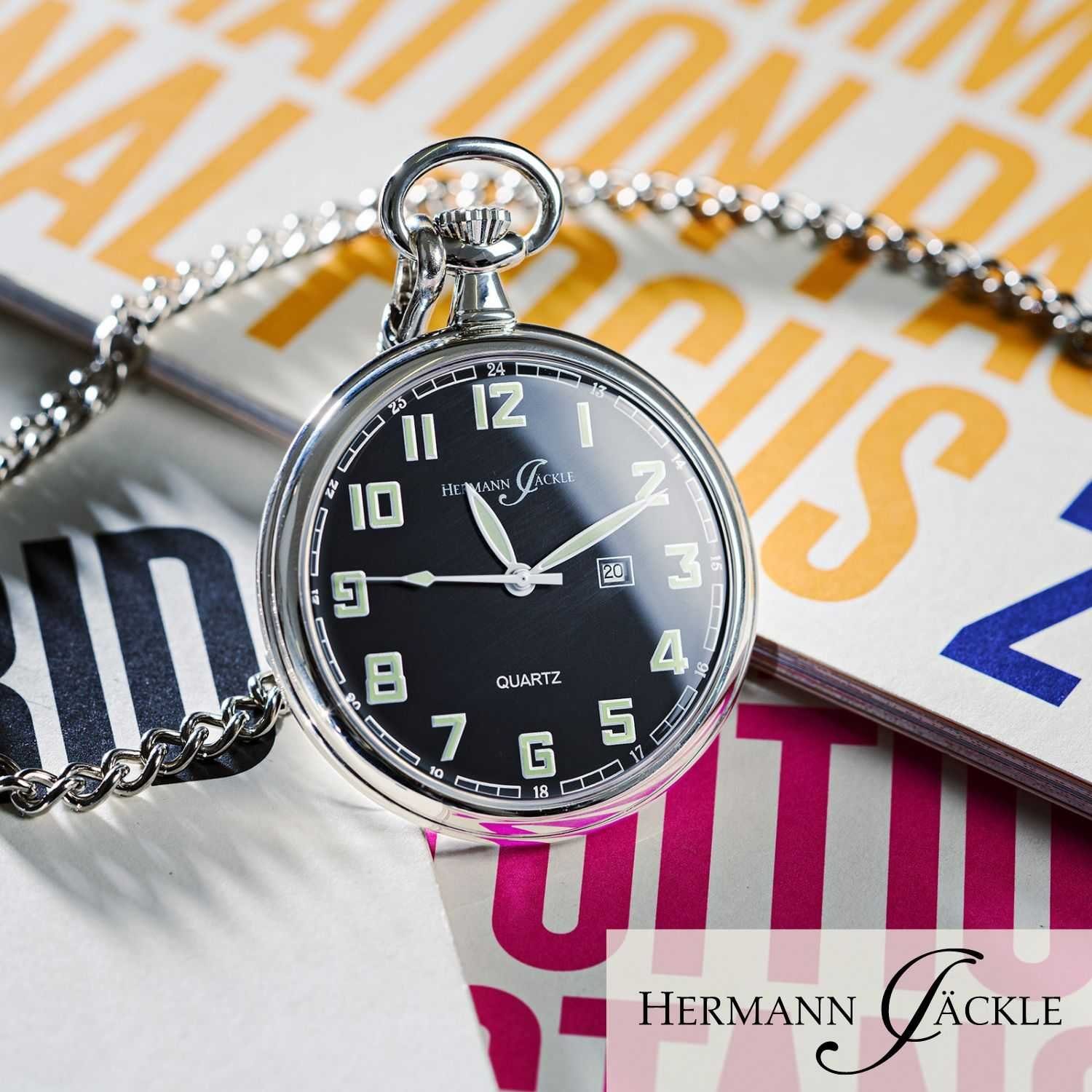 Hermann Jäckle Taschenuhr "Konstanz" Quarzwerk, 47 mm, Mineralglas, mit Kette & Reiseetui, – Elegante Herrenuhr im klassischen Stil – Bild 4 von 5
