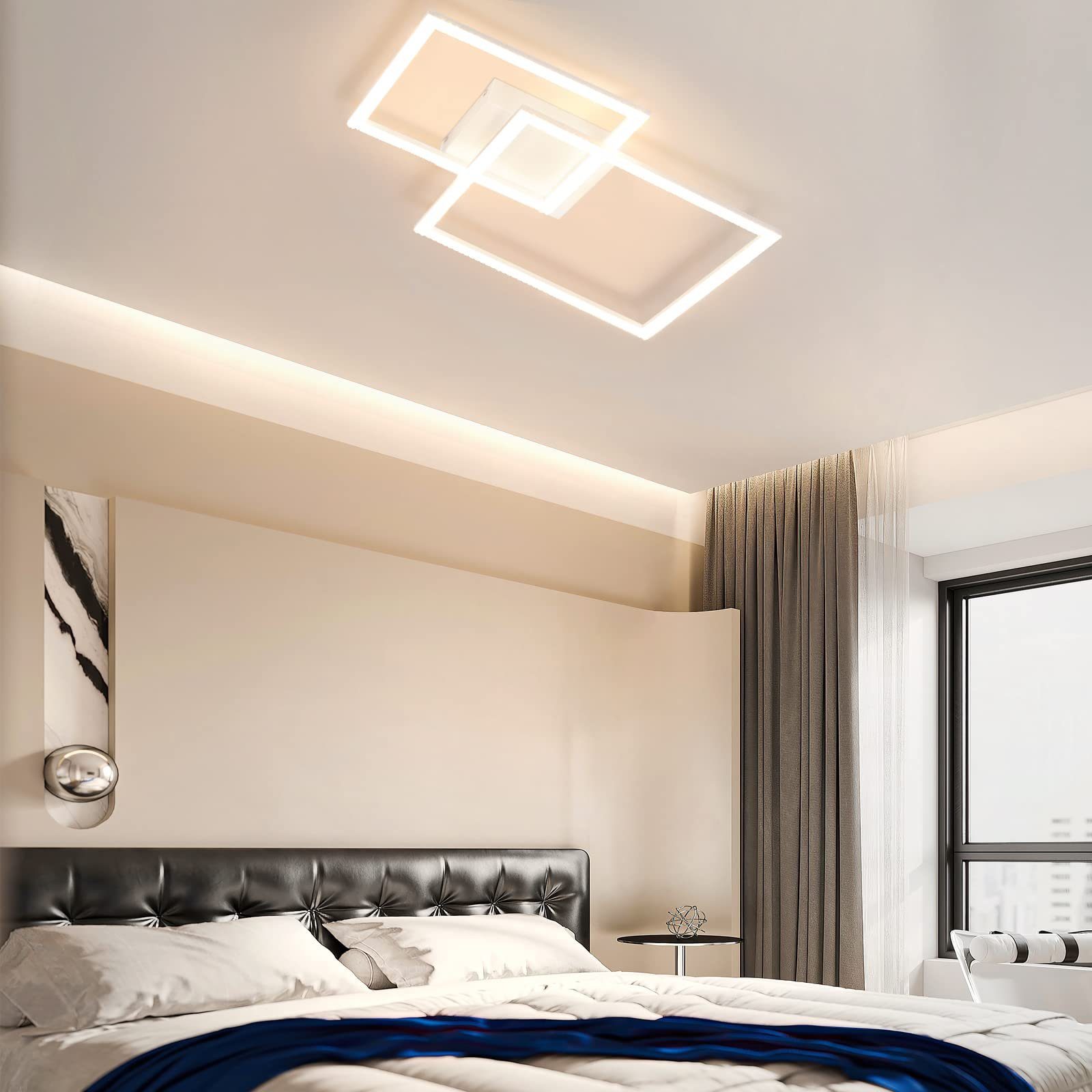 zwei Quadrat 57*48cm, fest 50W warmweiß-kaltweiß, Deckenleuchte LED LED Weiß integriert, LEDs Kristall ZMH Modern