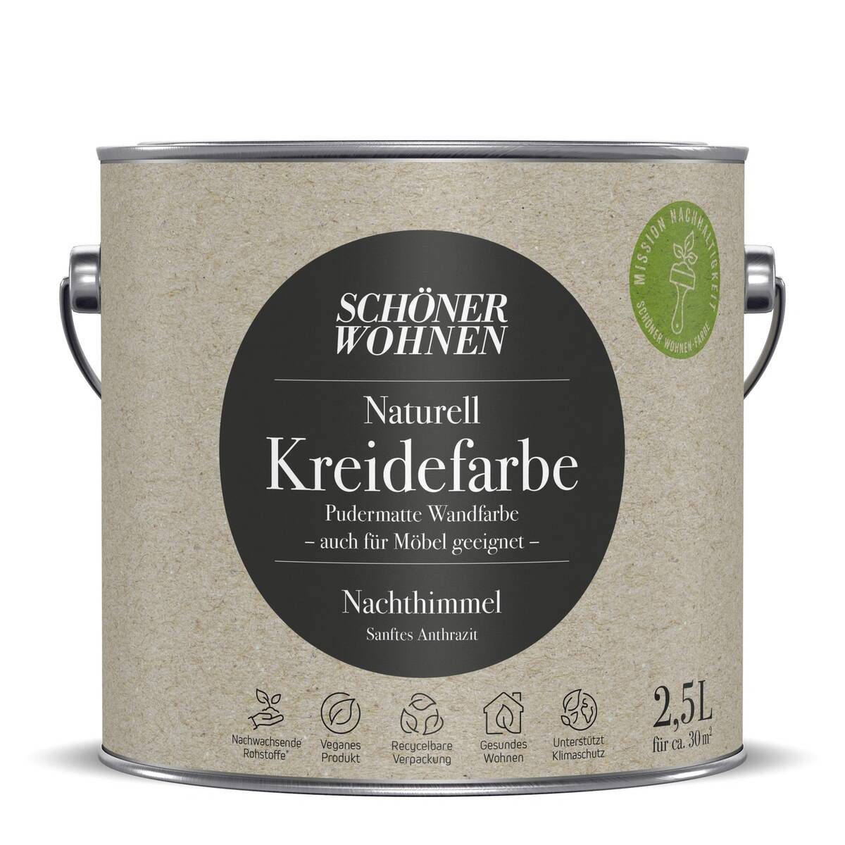 SCHÖNER WOHNEN FARBE Wand- und Deckenfarbe Nachthimmel, Wasserdampfdurchlässig, konservierungsmittelfrei