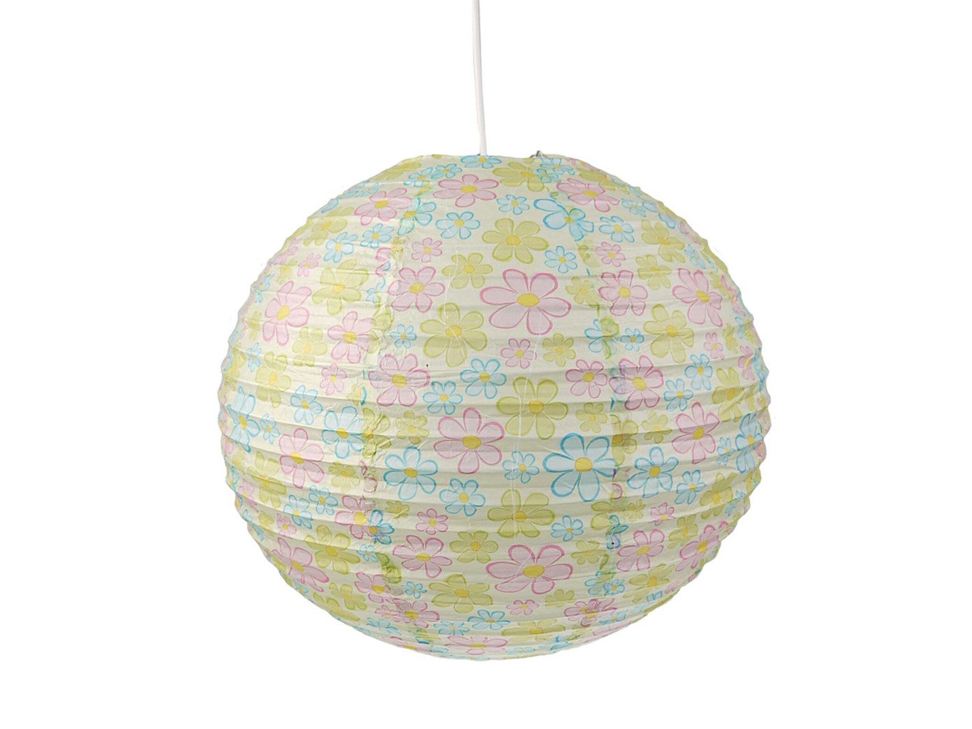 niermann Pendelleuchte Kugel Lampenschirm Papier m. Motiv Ø40cm, ohne Leuchtmittel, Papier-Lampe mit Kugel Lampenschirm mit Blumen-Motiv für Kinderzimmer