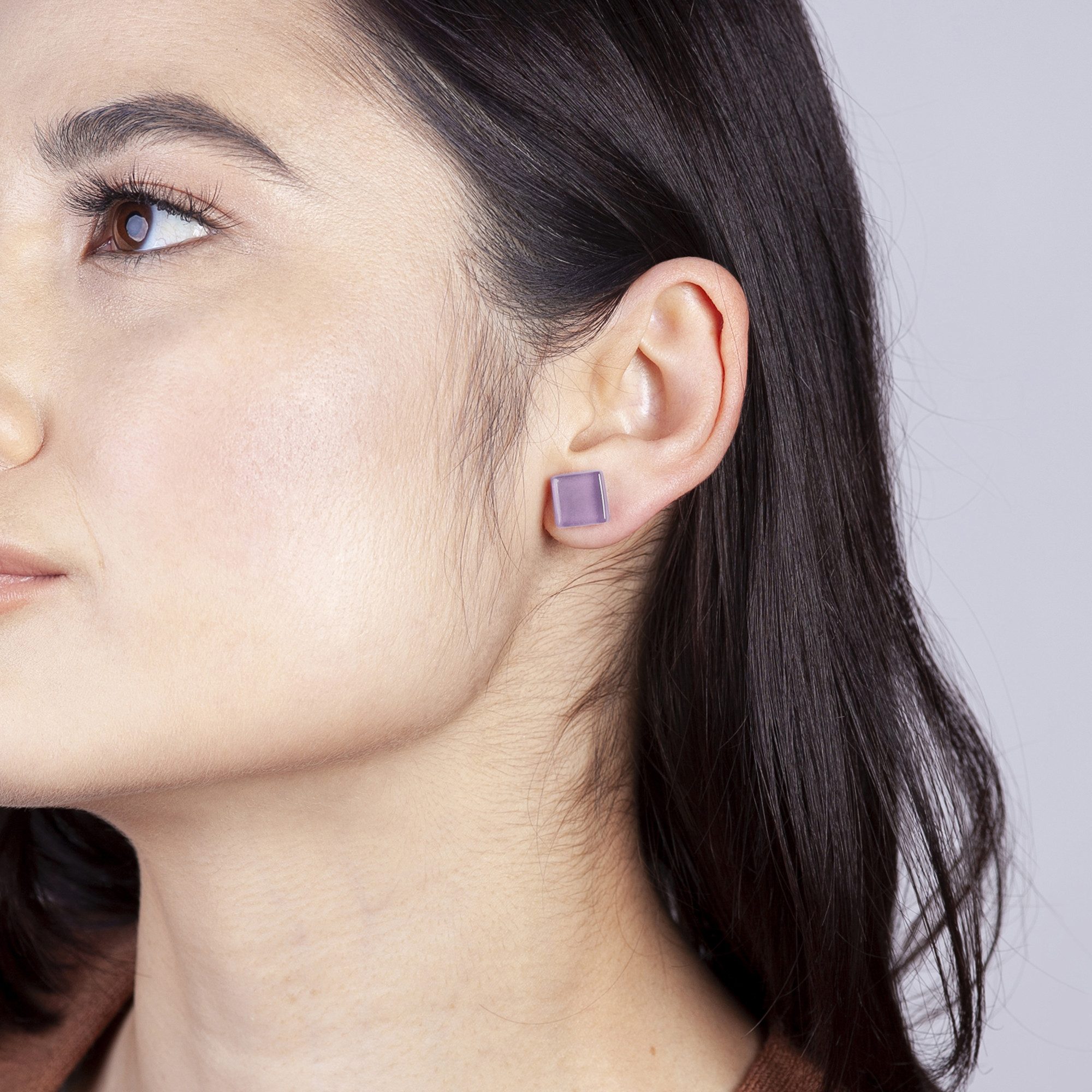 ALEXASCHA Paar Ohrstecker Kleine quadratische Stecker aus Glas • hypoallergener Edelstahl • 10mm