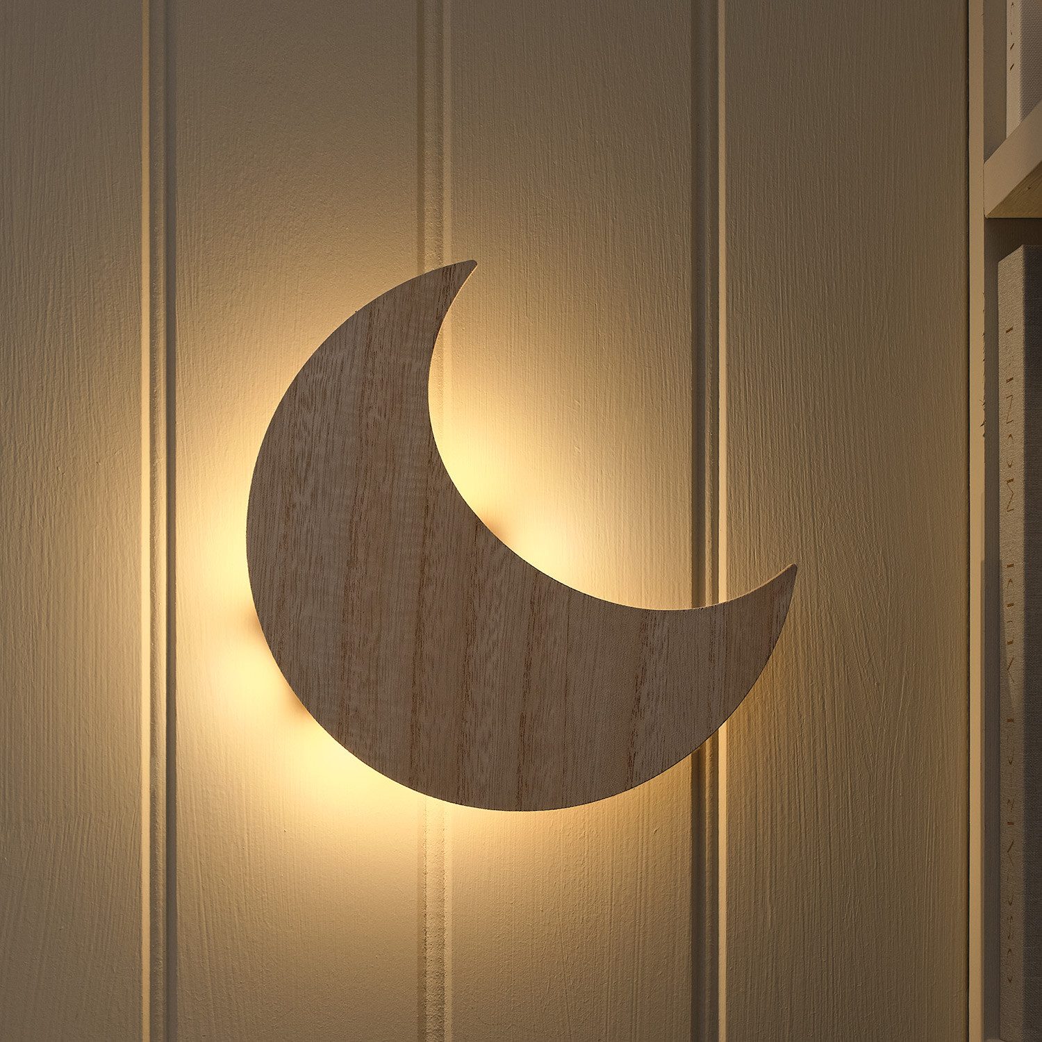 Lights4fun LED Wandleuchte Mond Wandlicht fürs Kinderzimmer mit Fernbedienung & Timer