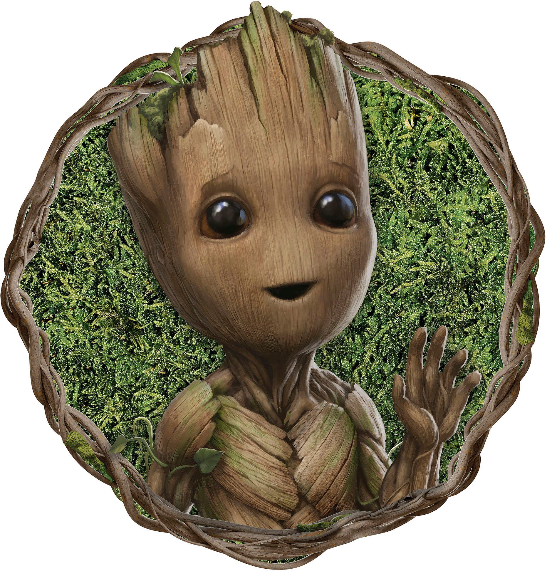 Komar Wandtattoo selbstklebendes Vlies - Groot Little Twig - Größe 125 x 125 cm (1 St), Künstler: Komar, rund und selbstklebend