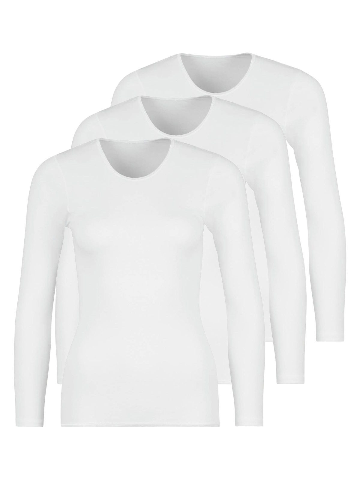Schöller Unterhemd 3er Pack Damen langarm Unterhemd Baumwolle (Packung, 3-St) -