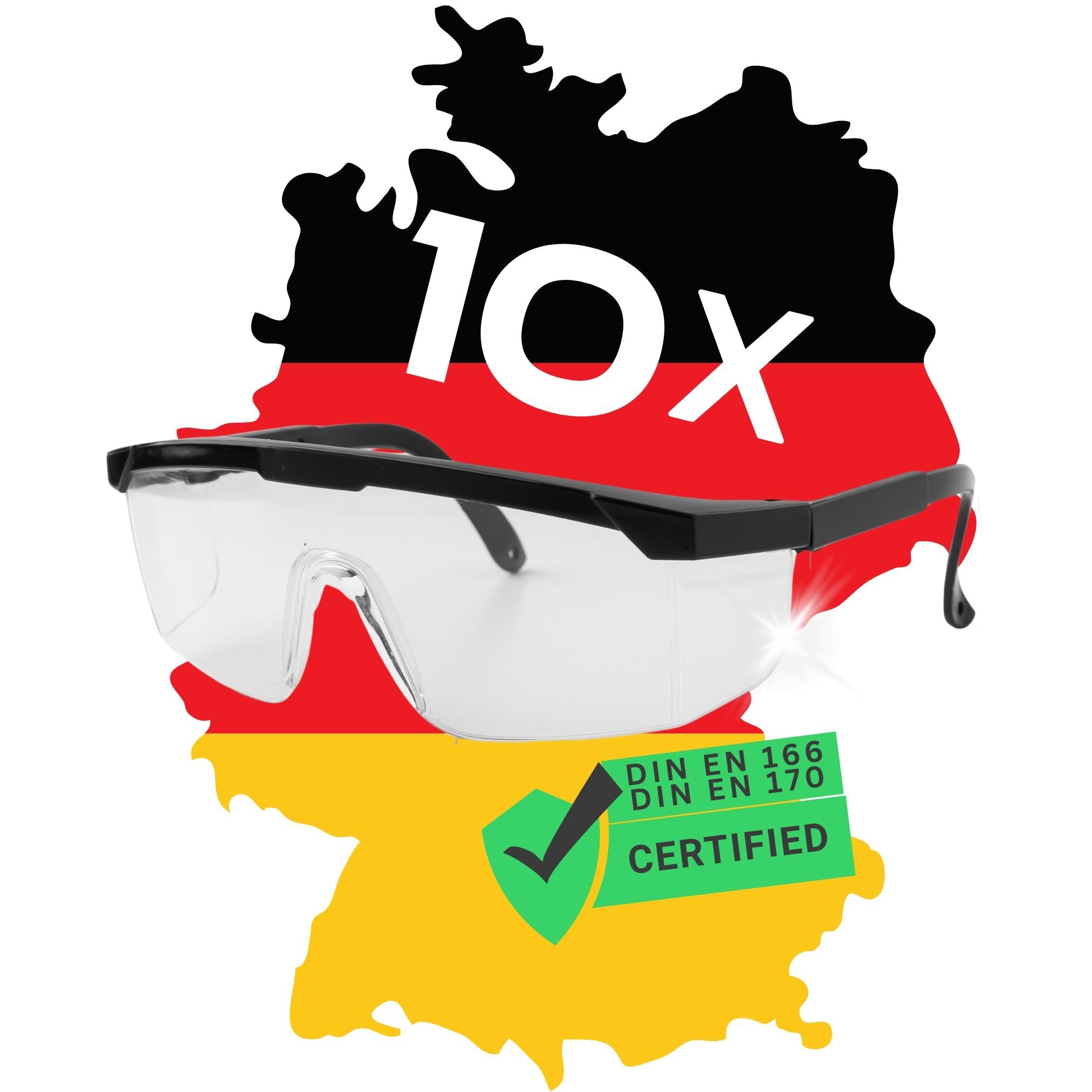 Arbeitsschutzbrille 10 x Profi Bügel Schutzbrille faltbar DIN EN 166 DIN EN 170 UV-Schutz