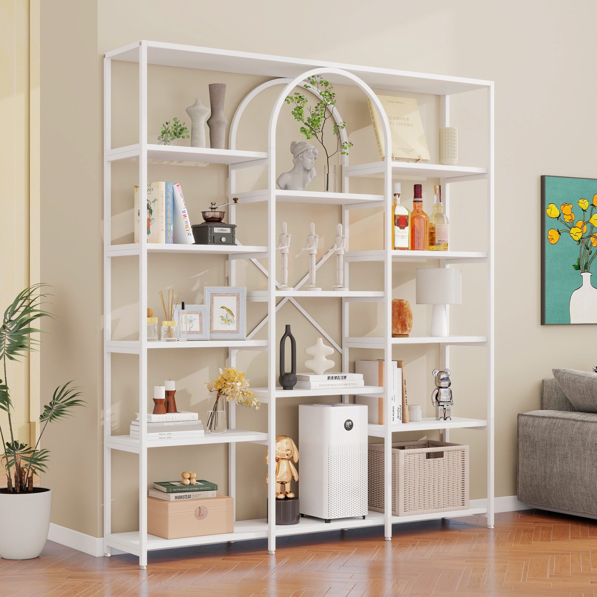 OKWISH Bücherregal Metallregal,Wandregal, Regal – Modernes Design aus Stahl und MDF, Weiß 1-tlg.