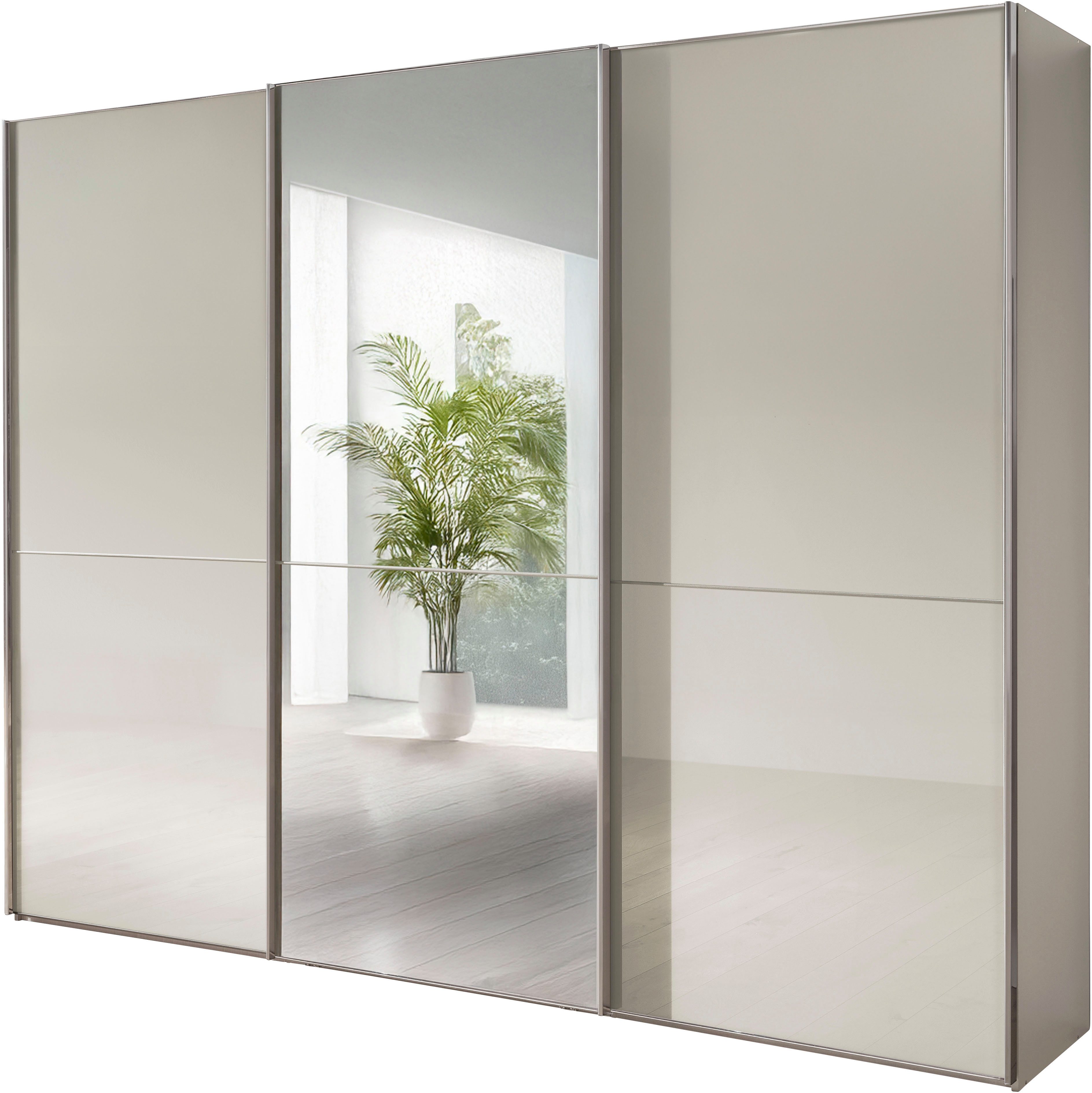 WIEMANN Schwebetürenschrank Phoenix, Made in Germany, modernes Design, Highlight, Blickfang (Viele Farbkombinationen, in 4 Breiten und in 2 Höhen erhältlich) maximaler Staurraum, inkl.Einlegeböden, Wäscheböden u. Dämpfer