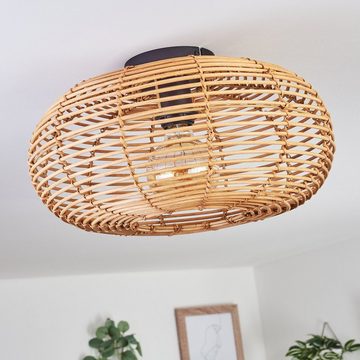 hofstein Deckenleuchte »Messerotti« runde Deckenlampe aus Bambus/Metall in Natur/Schwarz, ohne Leuchtmittel, Leuchte im Boho Design mit tollem Lichteffekt, Ø40cm, 1xE27