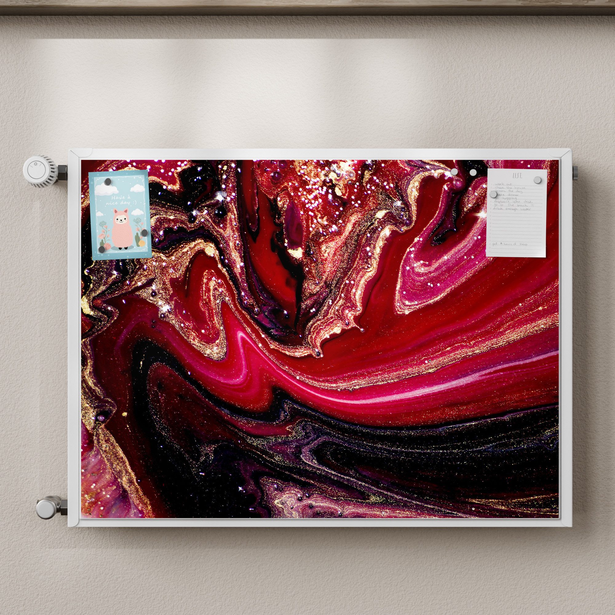 Thumbnail - DEQORI Magnetfolie 'Marmor-Lavafluss', beschreibbar Heizung Magnetmatte magnetisch Magnetfolie