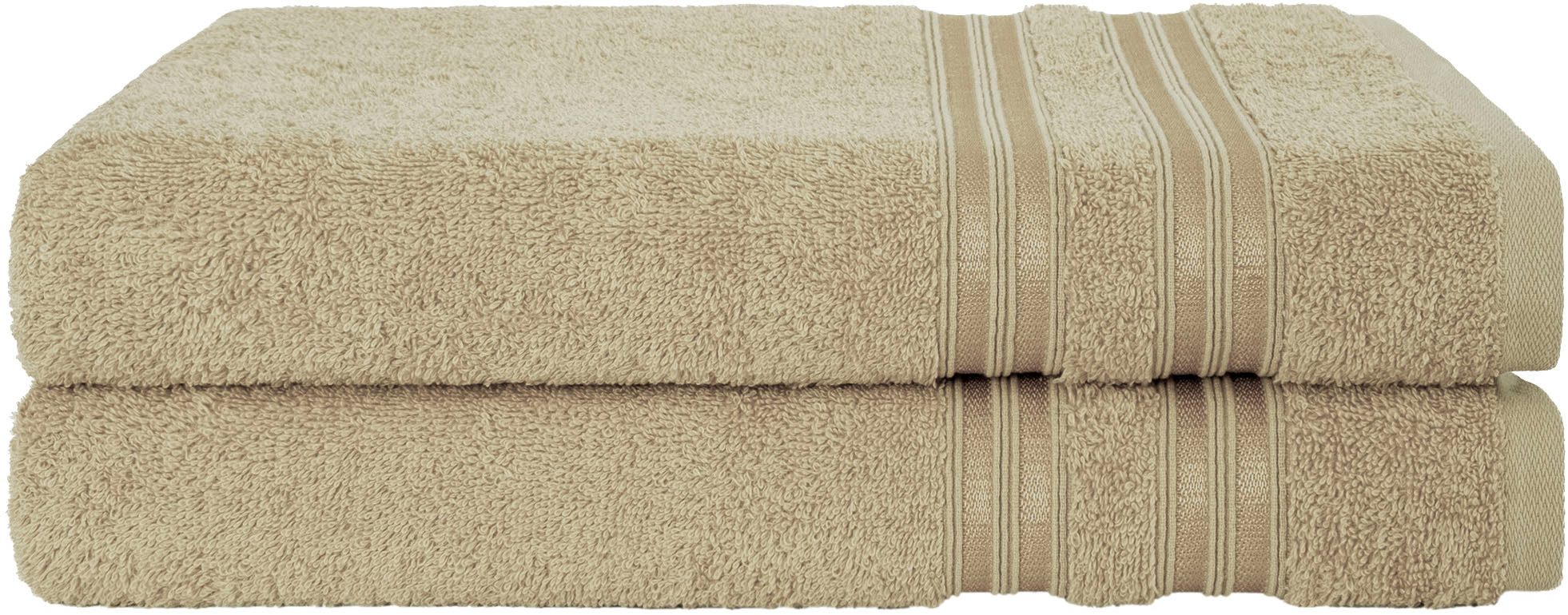 HAMMETEX Duschtuch 2er Set Badetücher 70x140 cm, 100% Baumwolle, Weich & Saugstark, Frottier (Set, 2-St), mit Bordüre, einfarbig, weich – Bild 3 von 5