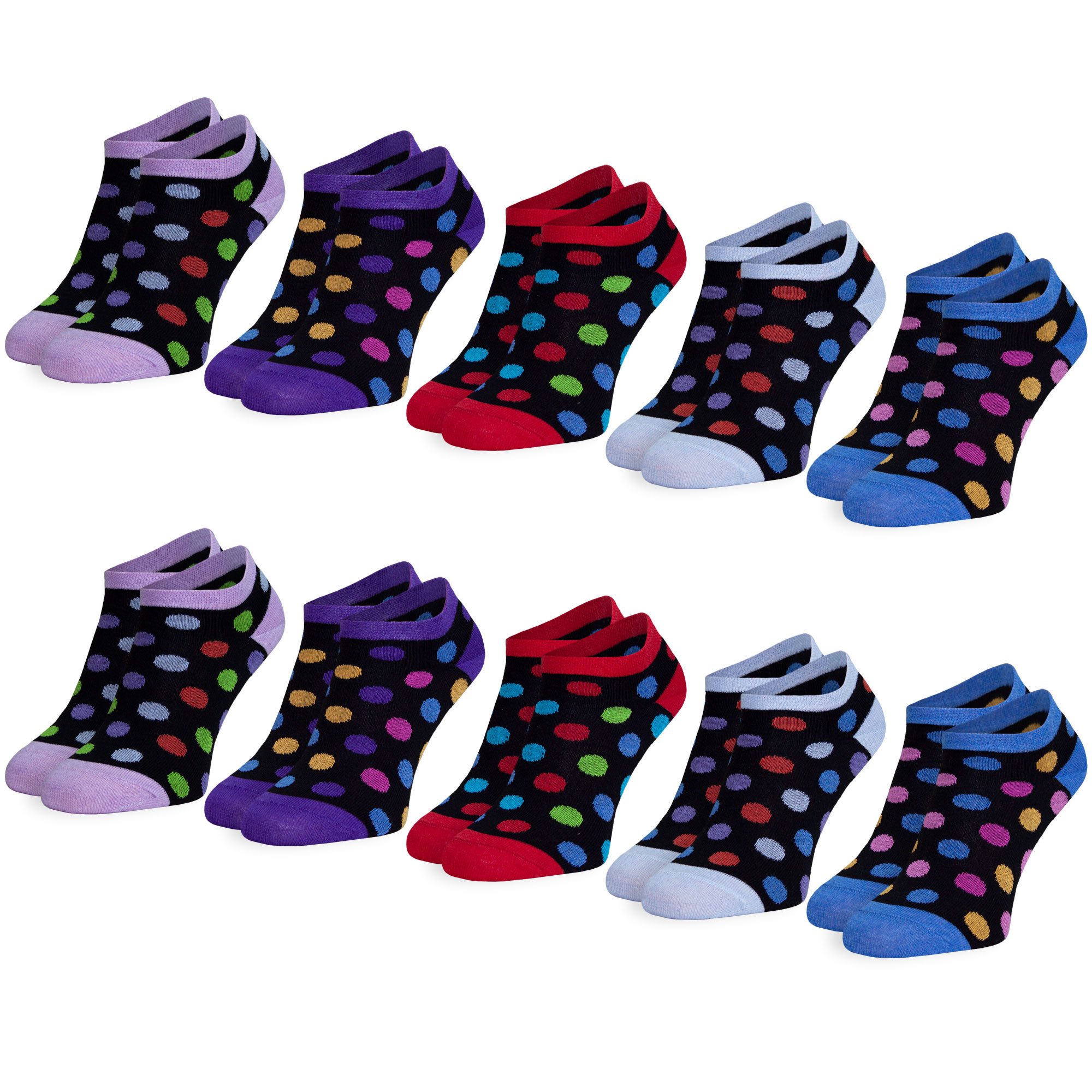 OCERA Sneakersocken OCERA 10 Paar Damen Sneaker Socken mit verschiedenen Mustern (10-Paar)