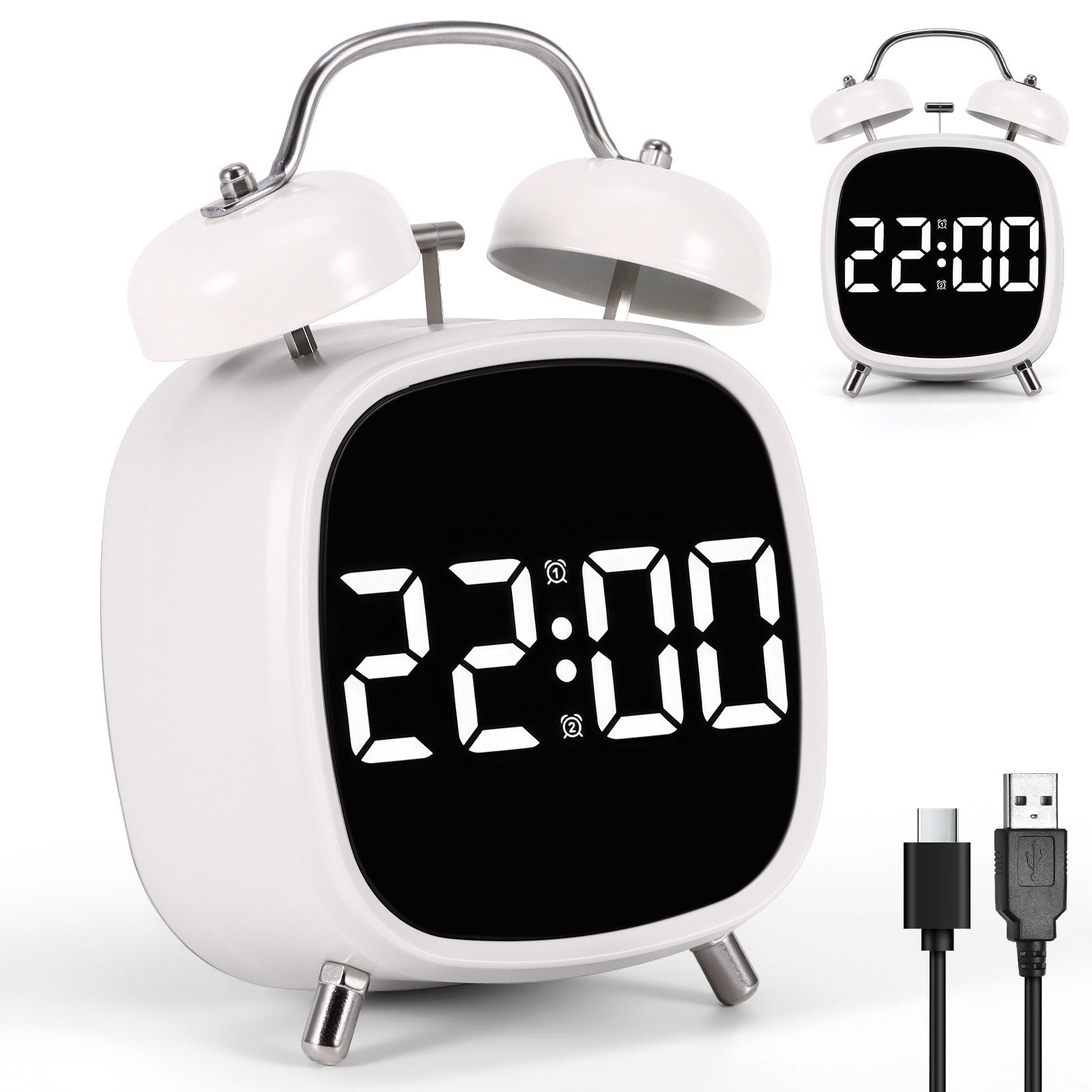 BlingBin Wecker Digital, LED Nachttischwecker Digital Doppelglockenwecker m günstig online kaufen