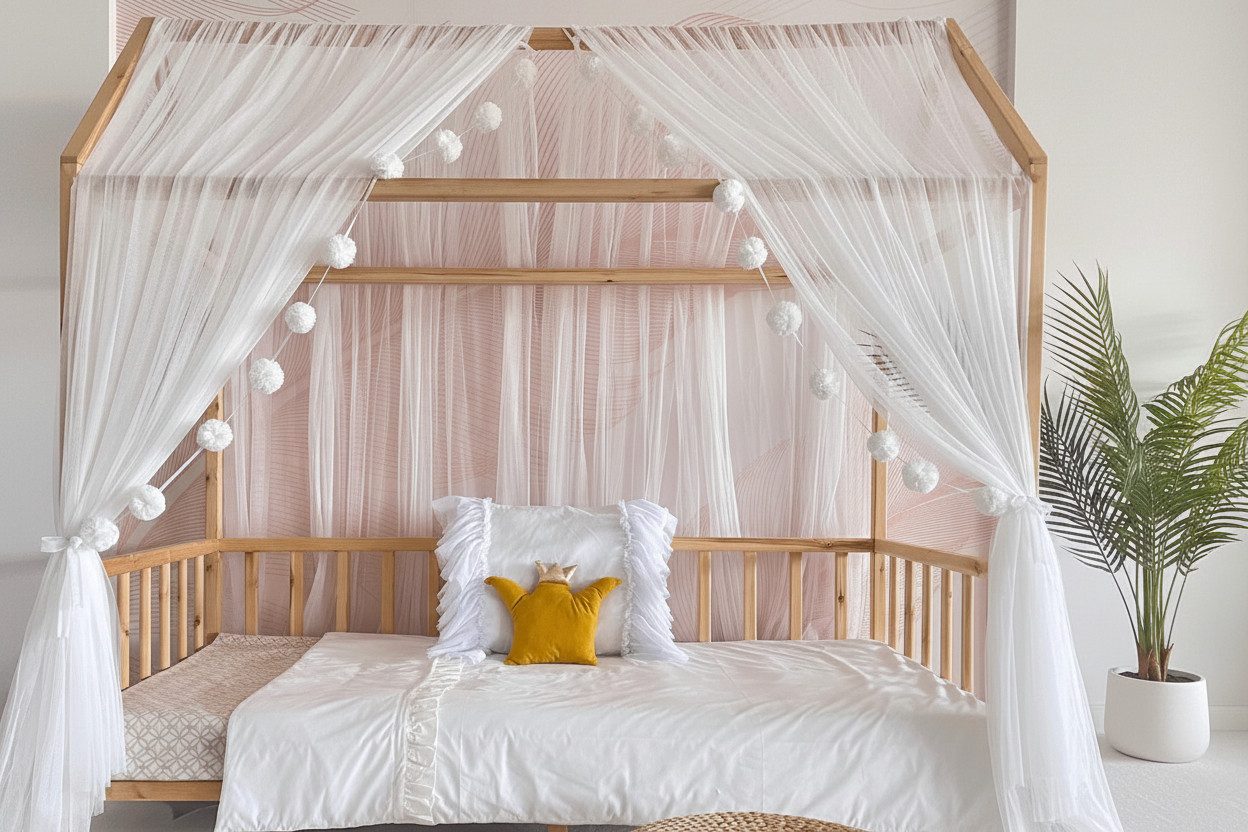 Baby Fancyroom Betthimmel Betthimmel Tüll Hausbett Kinderbett 2 Stück 340cm günstig online kaufen