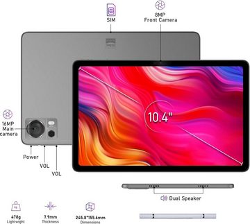 DOOGEE ‎T20 Tablet (10,4", 256 GB, Android 12, 2,4G+5G, Tablet (TF 1TB), 2K HD Octa-Core TÜV Zertifiziert,8300mAh Akku,Dual 4G)