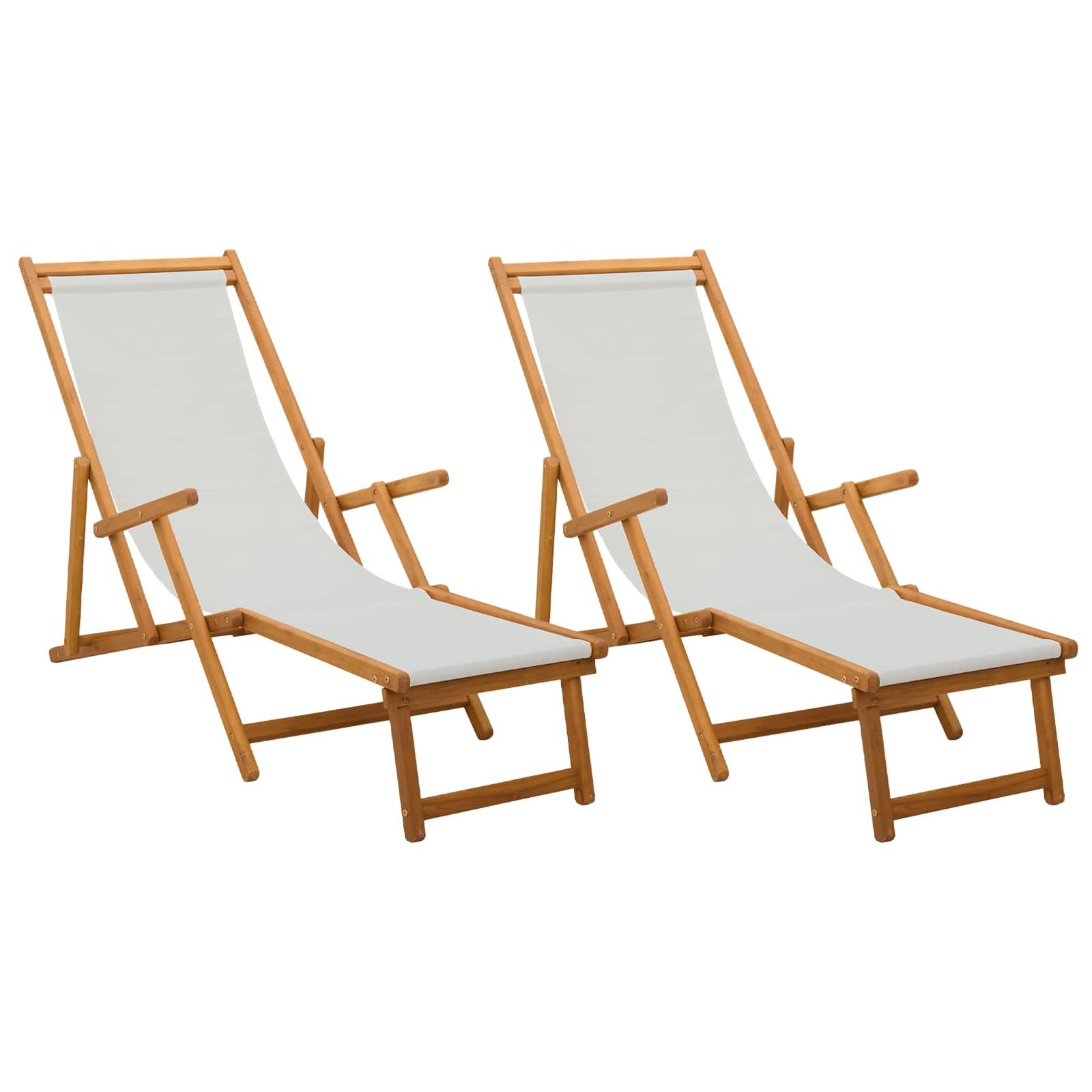 vidaXL Gartenliege Klappbare Sonnenliege 2 pcs 3 Position Massives Eukalyptus Holz, 2 St.