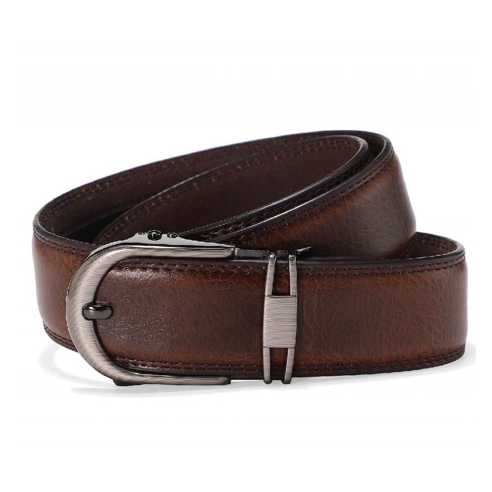 HMT Ledergürtel Gürtel mit Automatikschliesse Braun Gr. 110 cm