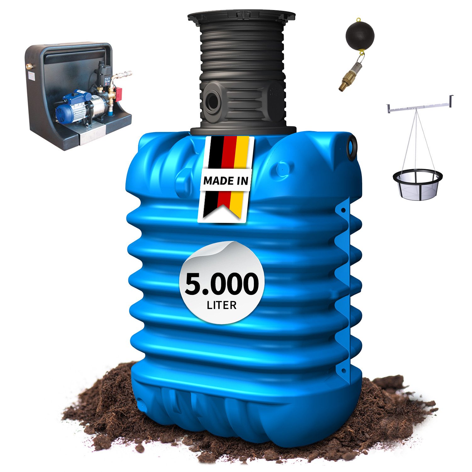 4rain Druckbehälter MODULARIS Erdtank-Paket 5000 Liter Haus-Premium