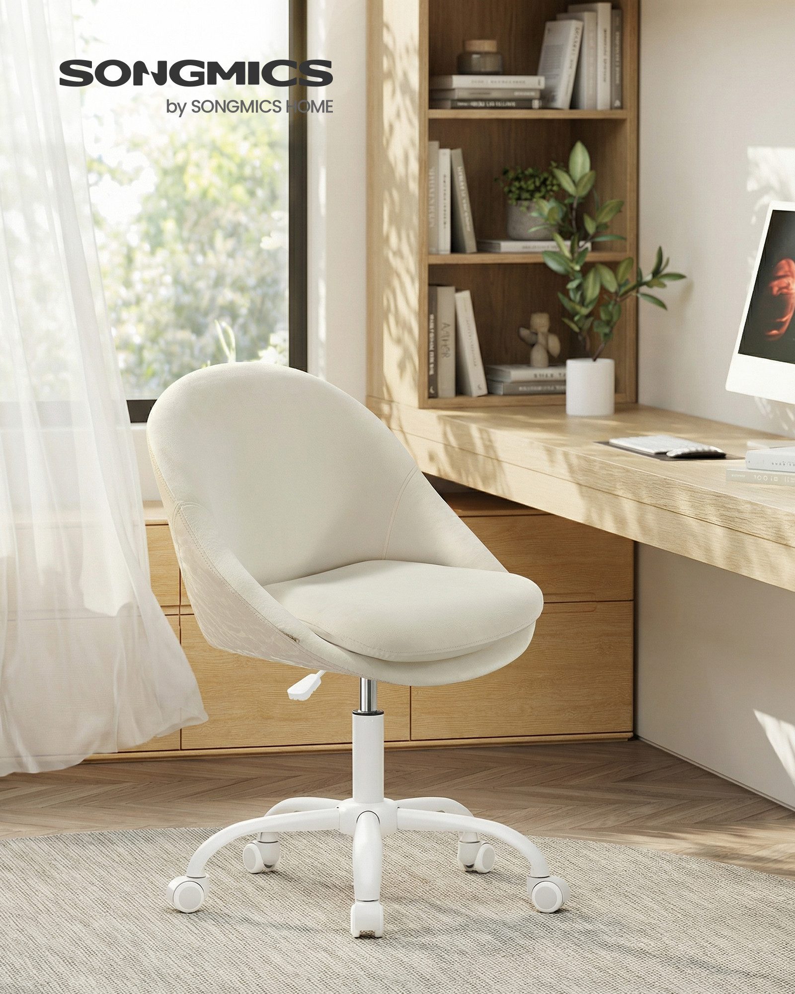 SONGMICS Bürostuhl (1 St), Schminkstuhl mit Samt-Vorderseite, Schreibtischstuhl, höhenverstellbar