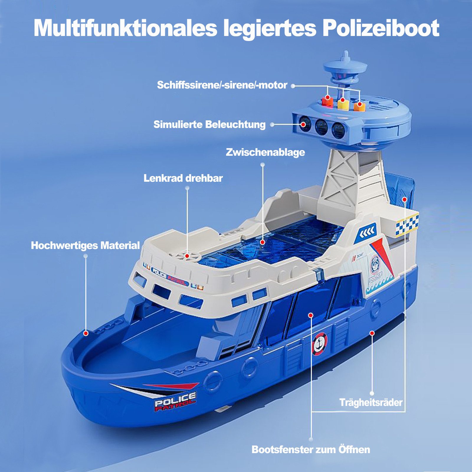 Esun Spielzeug-Auto Auto Spielzeug Polizeischiff, Spielzeugschiff günstig online kaufen