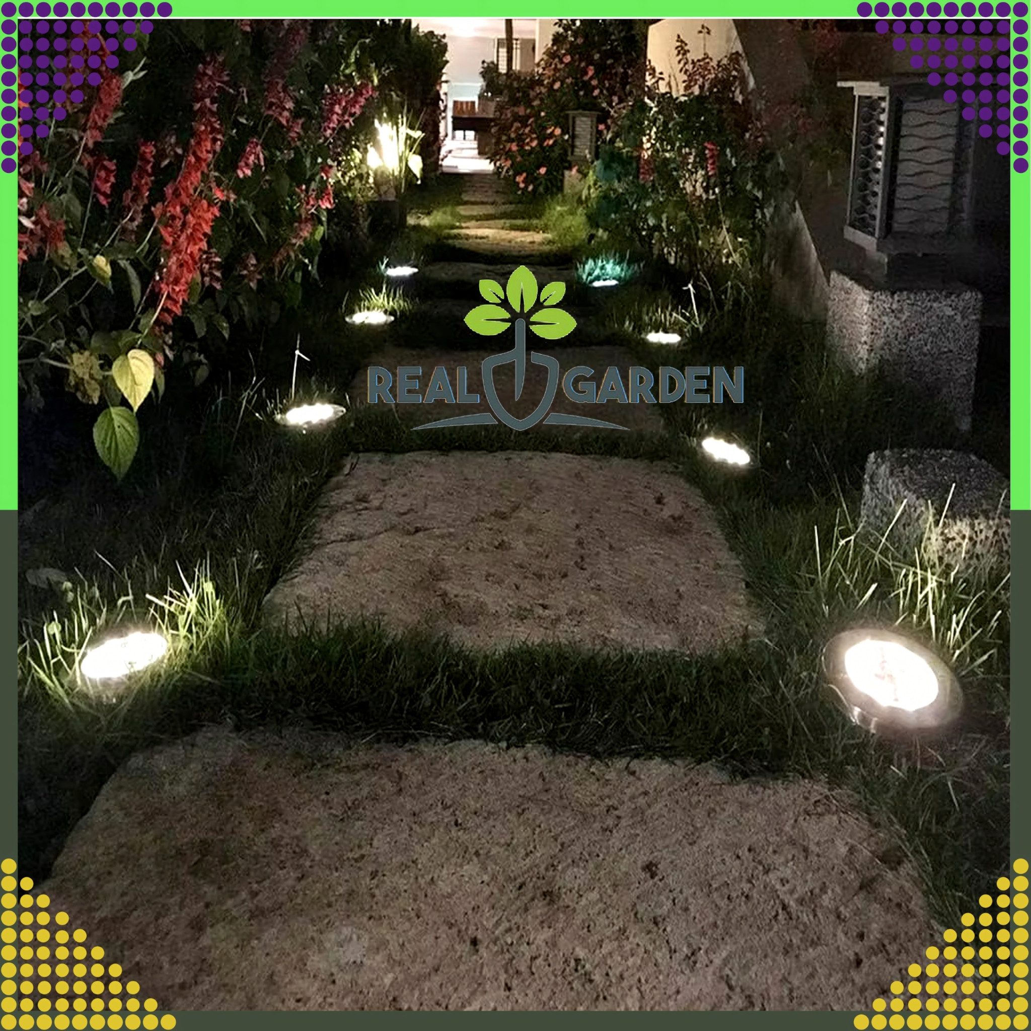 Realb2b LED Solarleuchte 4x Solar LED Bodenleuchten mit Dämmerungssensor für Außen, 8 integrierte LEDs pro Lampe, solarbetrieben, Wetterfeste Solar-Bodenleuchte – Bild 4 von 5