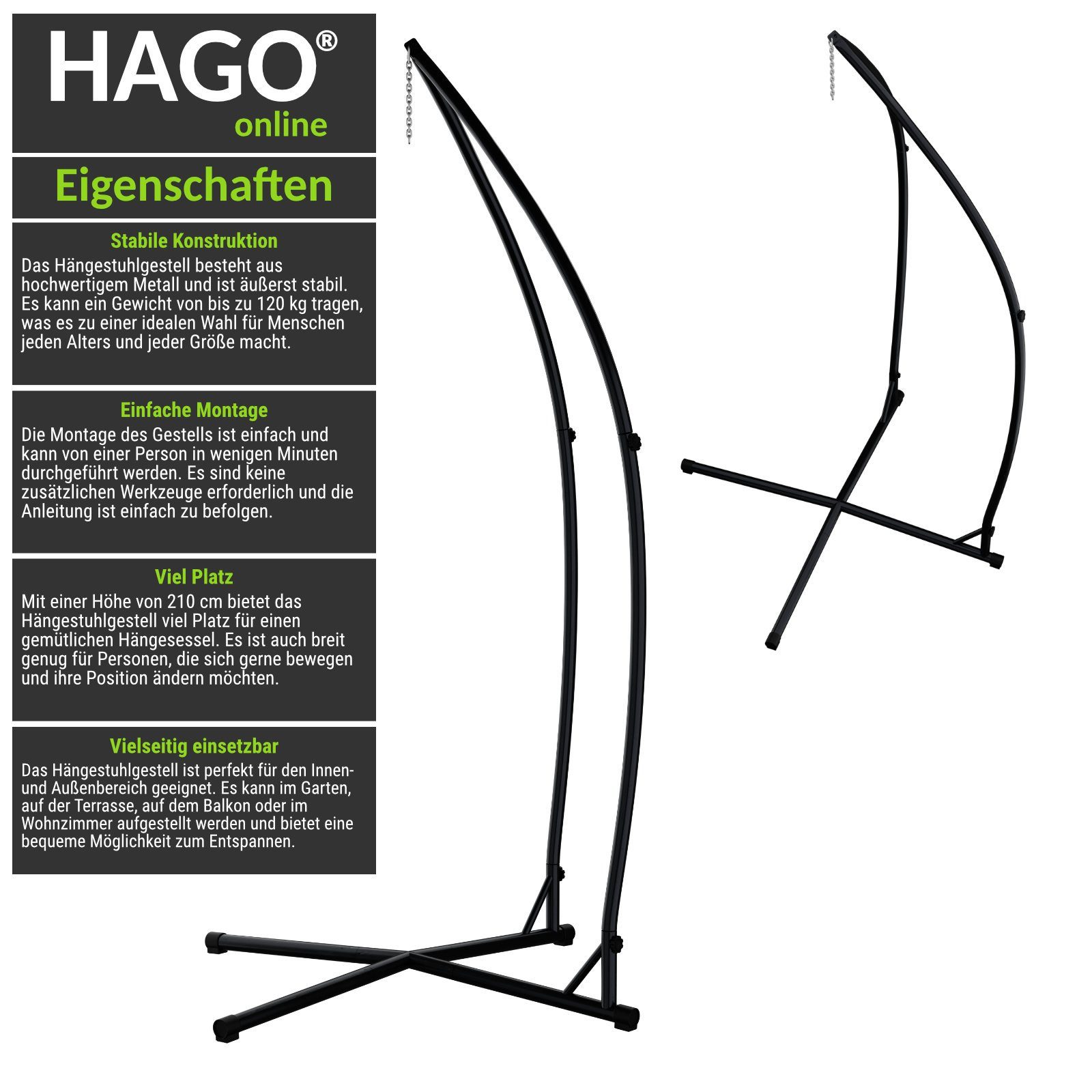 HAGO Hängemattengestell Hängestuhlgestell Metallgestell Hängeständer Hängeg günstig online kaufen