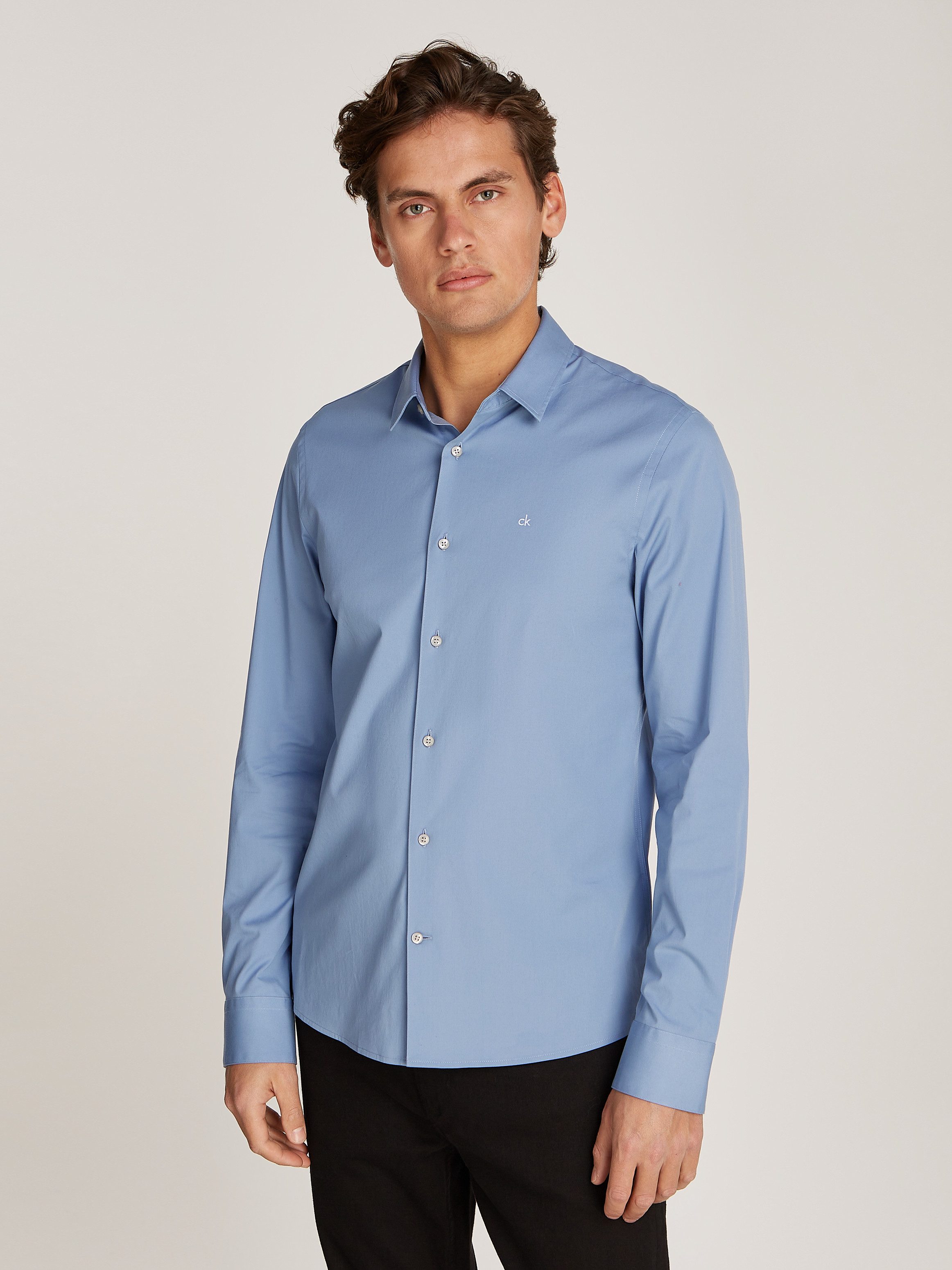 Calvin Klein Langarmhemd SLIM FIT STRETCH günstig online kaufen