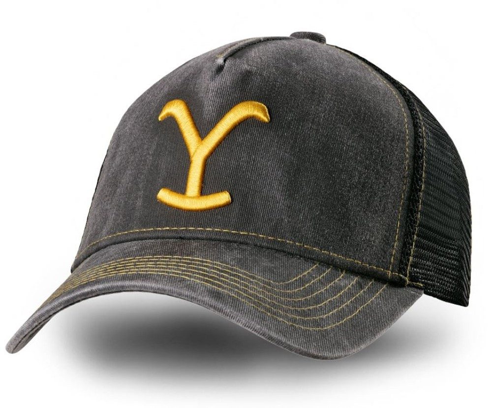 Stars & Stripes Baseball Cap Yellowstone Grey Brand Western Truckercap im Used Look mit Mesh-Einsatz