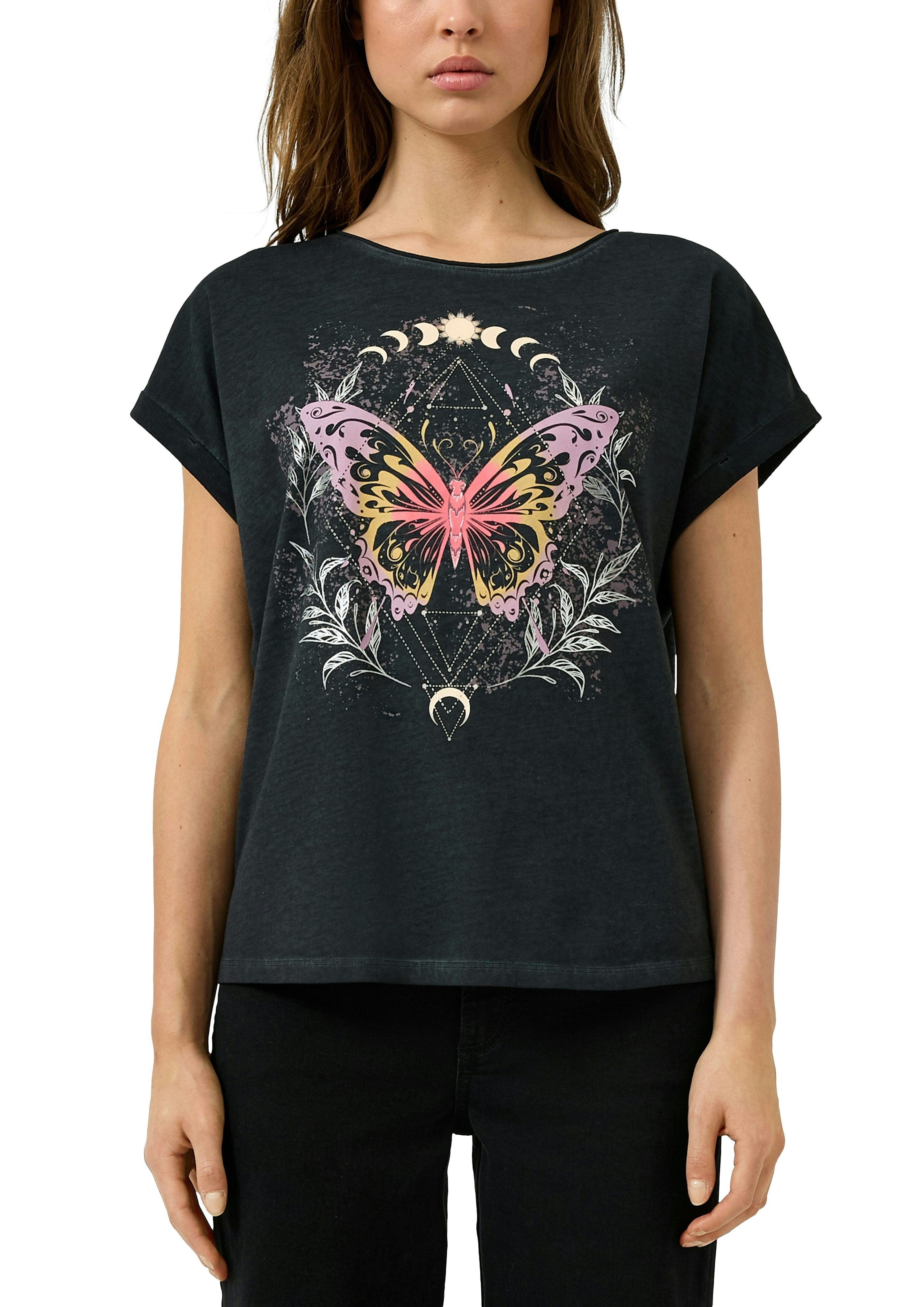 QS Rundhalsshirt mit großem Print
