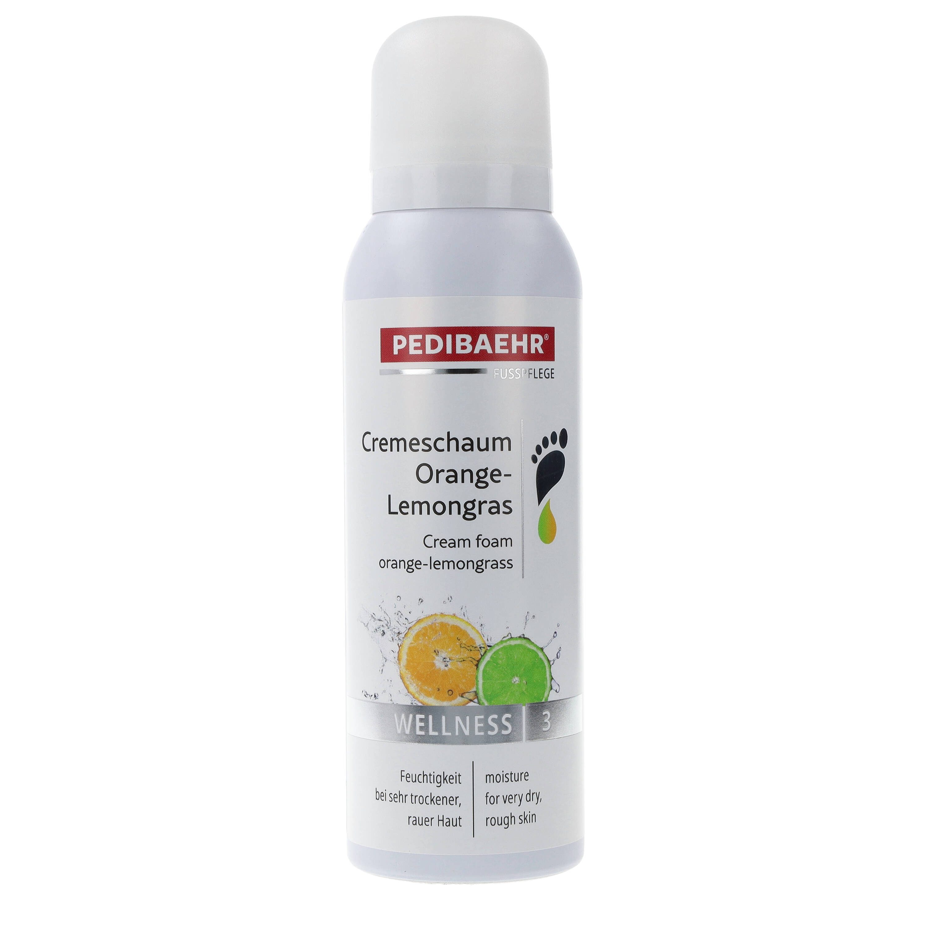 Pedibaehr Fußschaum Pedibaehr Fuß-Cremeschaum Orange-Lemongras 125ml alle Hauttypen, 1-tlg., mit Ginko-Extrakt, Kakaobutter, 5% Urea & Panthenol