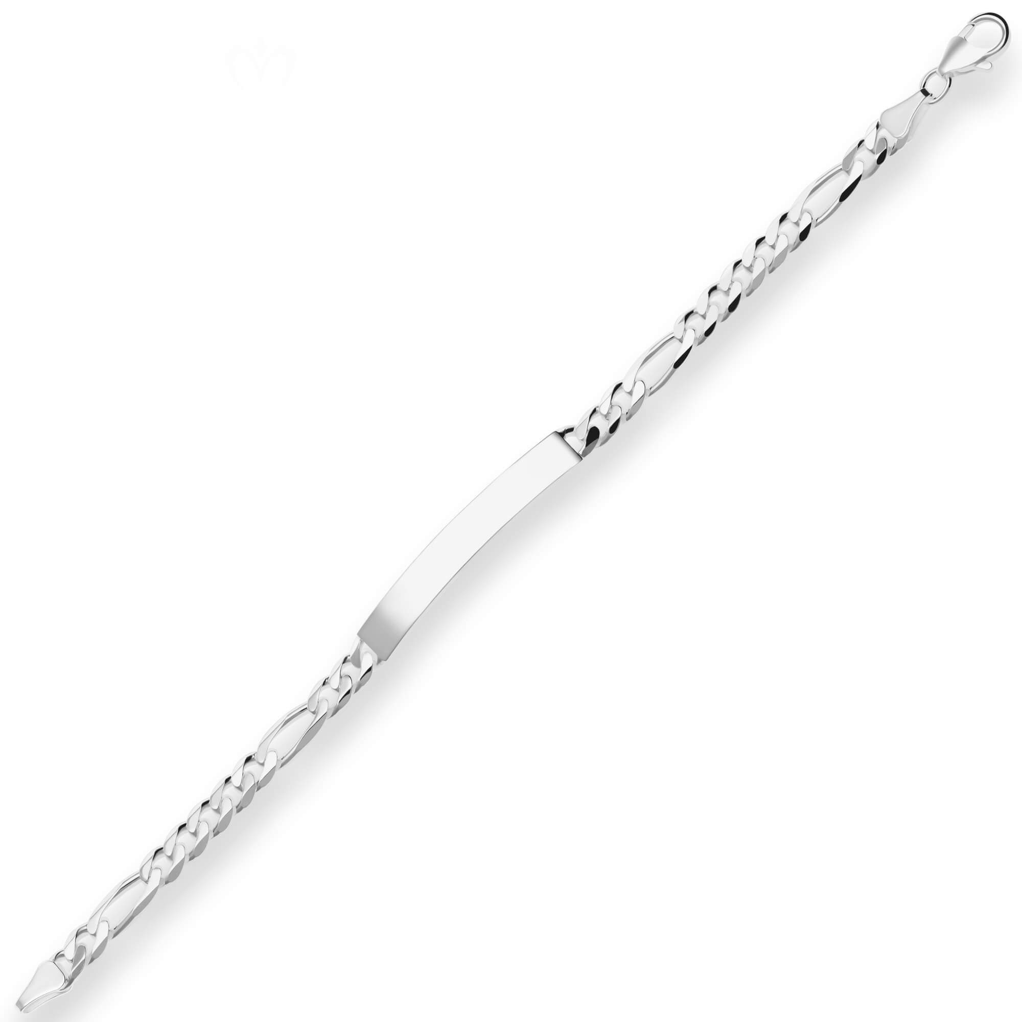 Silberarmband 5,9mm Id-Armband Figarokette diamantiert aus 925 Silber 21cm