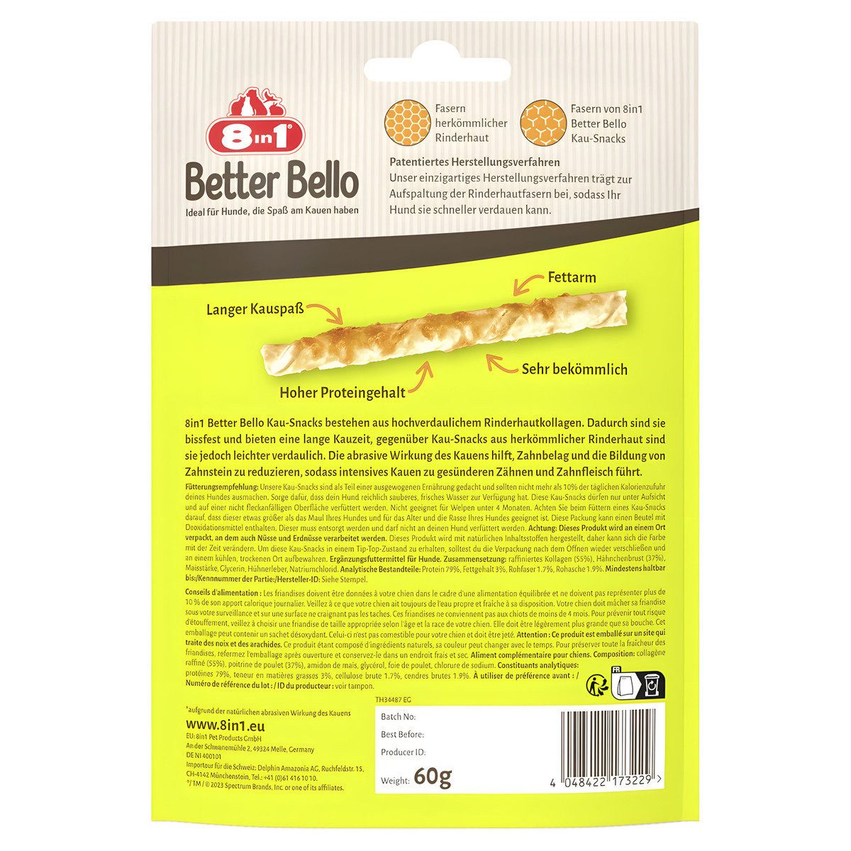 8in1 Better Bello Chicken Twisted Sticks 60 g, für: Hund