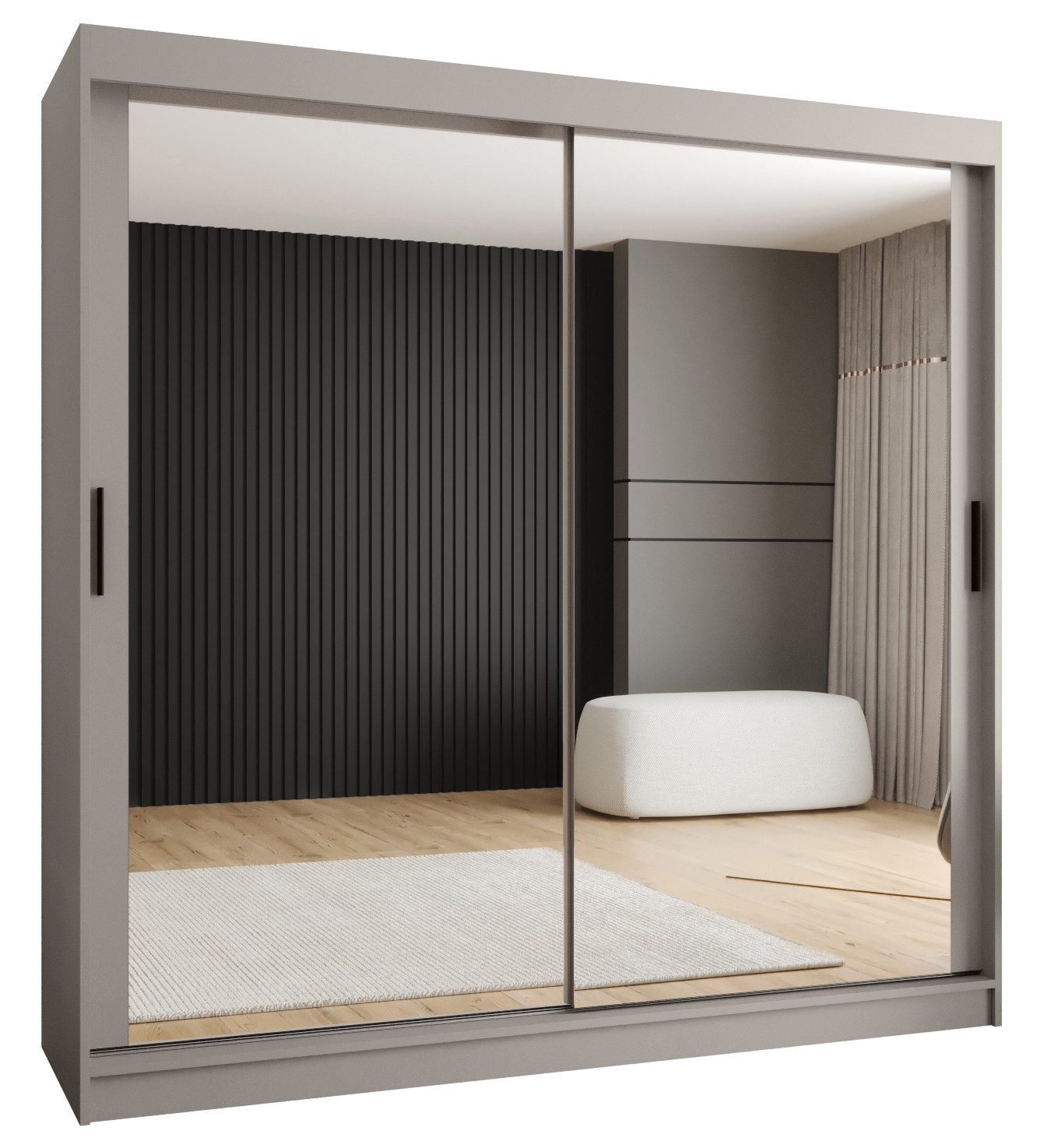 ABIKS MÖBEL Schwebetürenschrank RUBINO T 200 Schlafzimmerschrank mit Schiebetüren Kleiderstange Regale