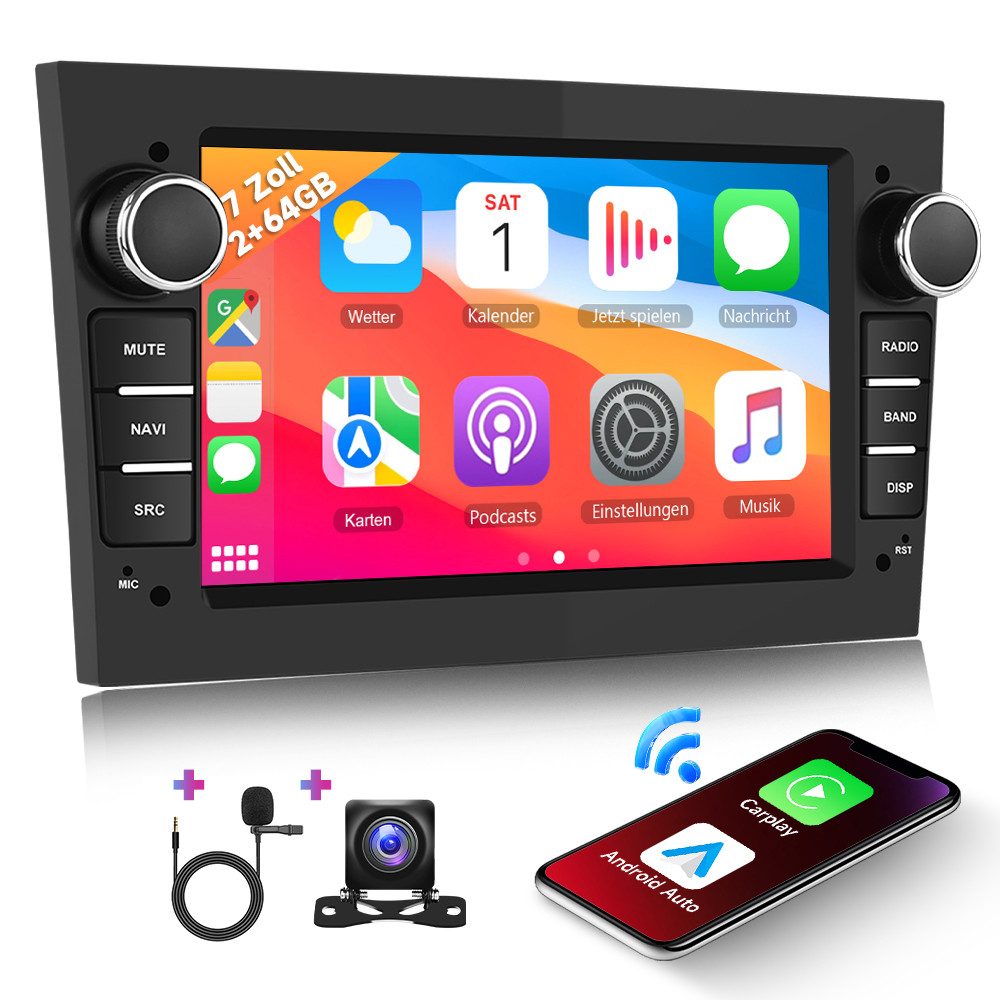 Hikity 7" 2 Din Android 15 Autoradio für Opel Astra/Vectra/Zafira Autoradio (Digitalradio (DAB), 2GB+64GB, Carplay & Android Auto & Mirror Link GPS)