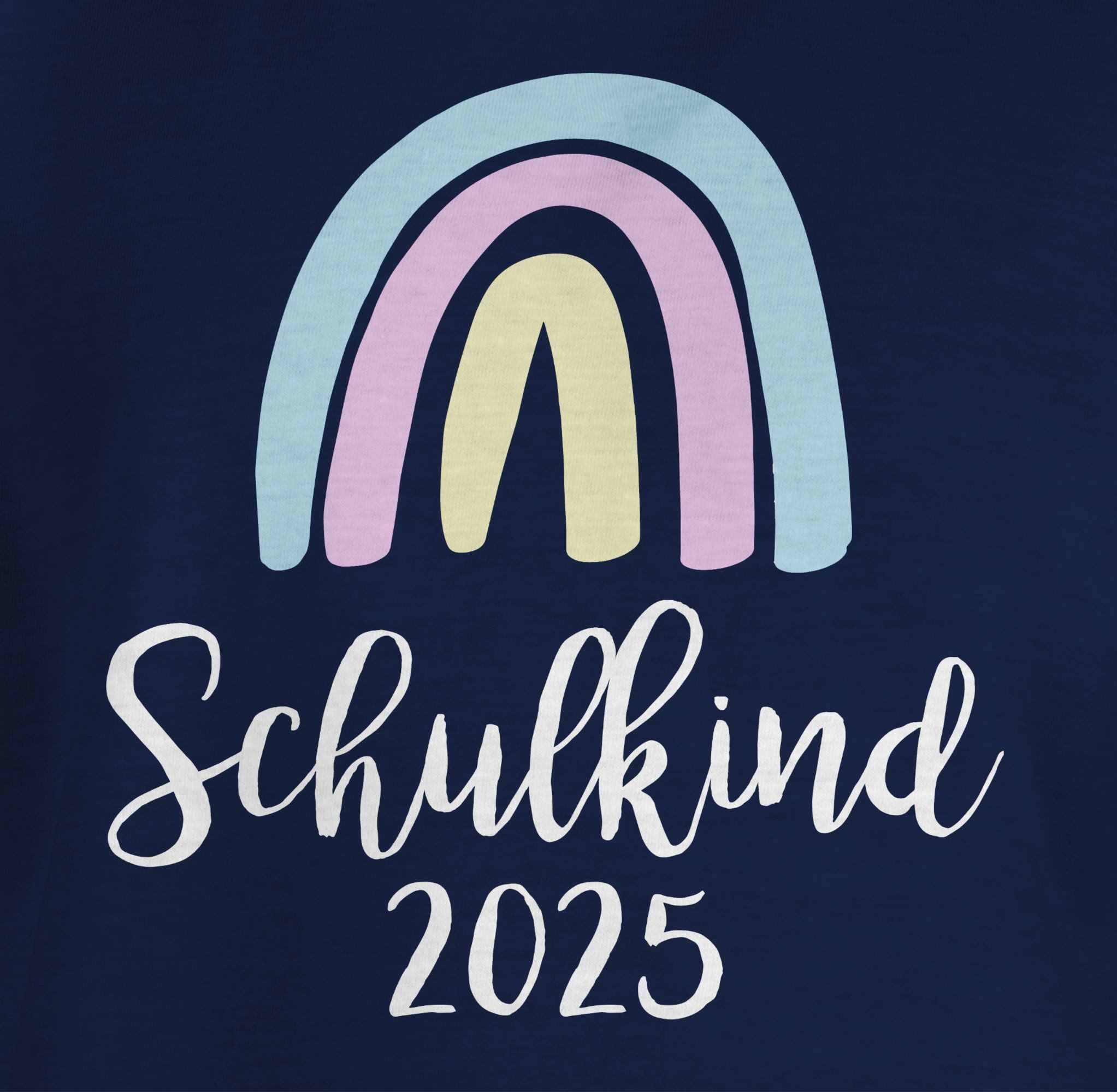 Shirtracer T-Shirt Schulkind 2025 Regenbogen Pastell / Weiß Einschulung Mädchen