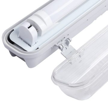 Clanmacy Außen-Deckenleuchte LED Feuchtraumleuchte neutralweiß Kaltweiß LED Werkstatt Deckenleuchte 60-150 cm 800l-2100lm LED Röhre IP65, 9-24W 3000-6300K, Keller, 1 und 2er Rohr, 24W 150CM, Neutralweiß