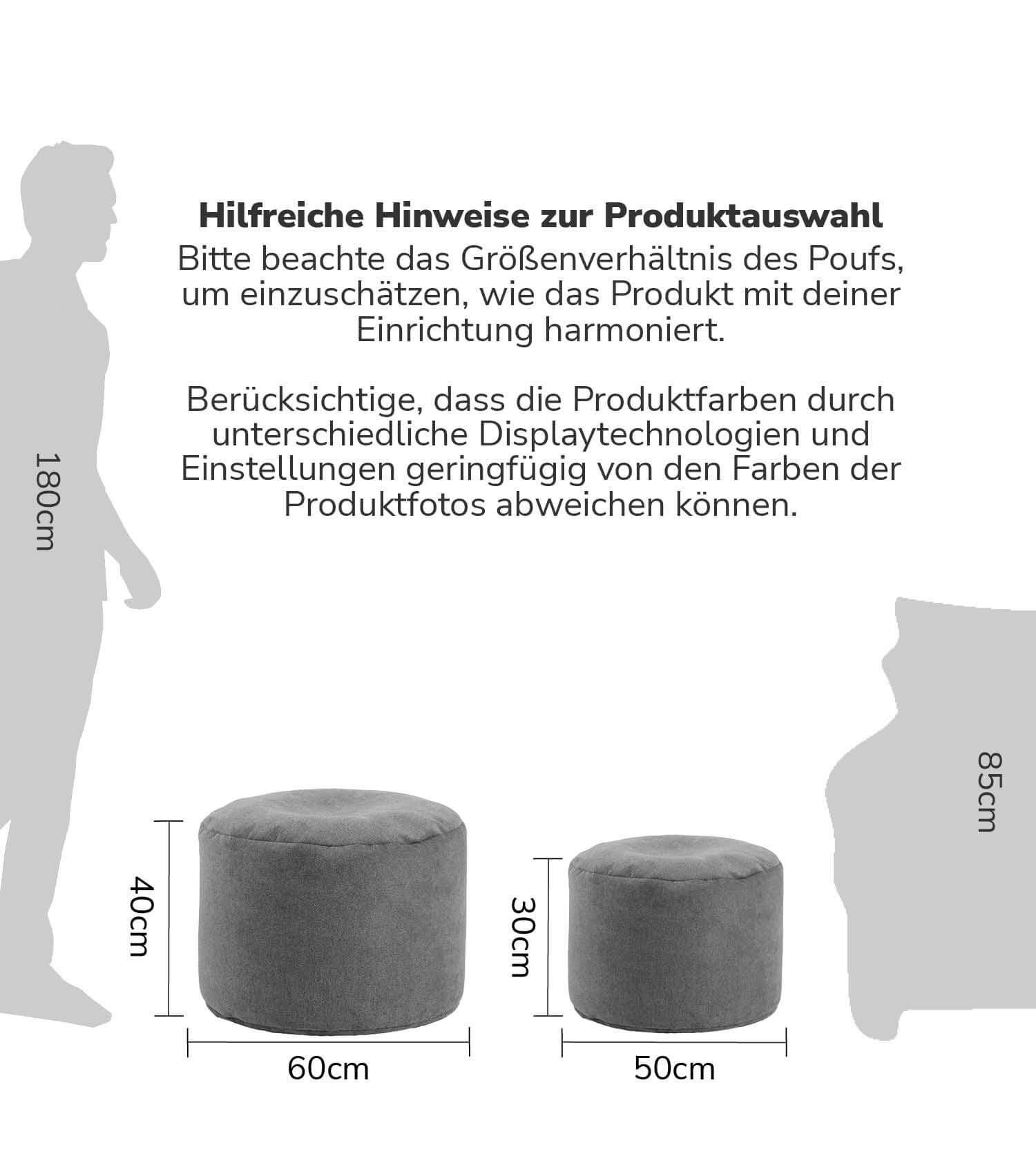 mokebo Pouf Der Ruhepouf (rund und aus Webstoff), Made in Germany, Sitzhocker, Bodenkissen, Fußhocker in Grau – Bild 5 von 5