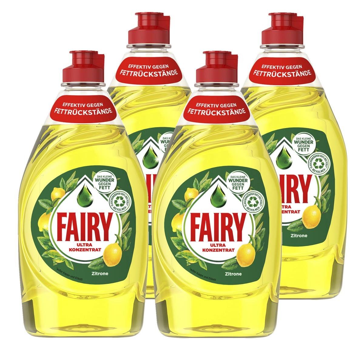 Fairy Fairy Spülmittel Ultra Konzentrat Zitrone 450ml - Gegen Fett (4er Pack Geschirrspülmittel
