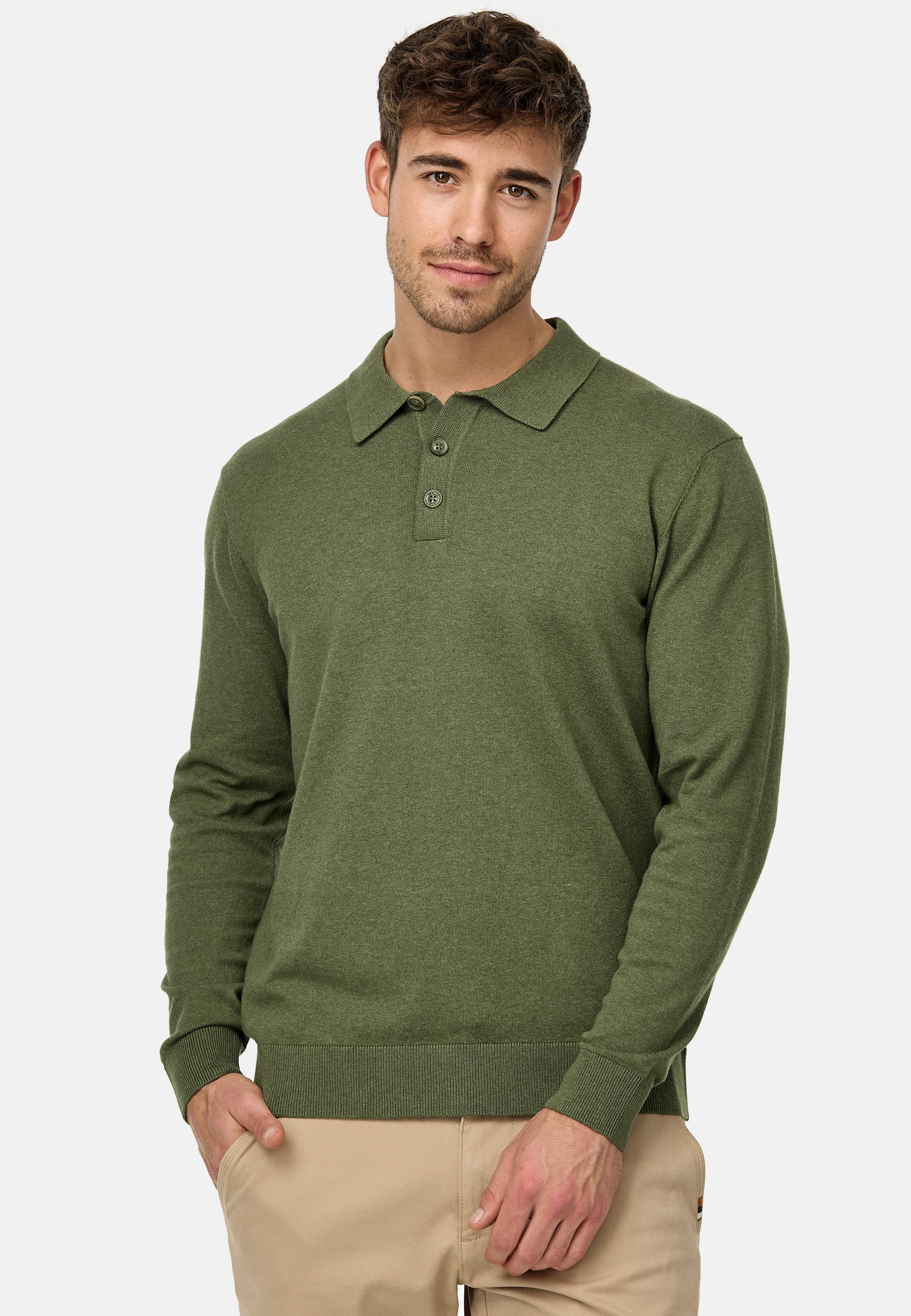 Indicode Strickpullover Herren INChips Pullover Feinstrick-Pullover im Polo-Stil