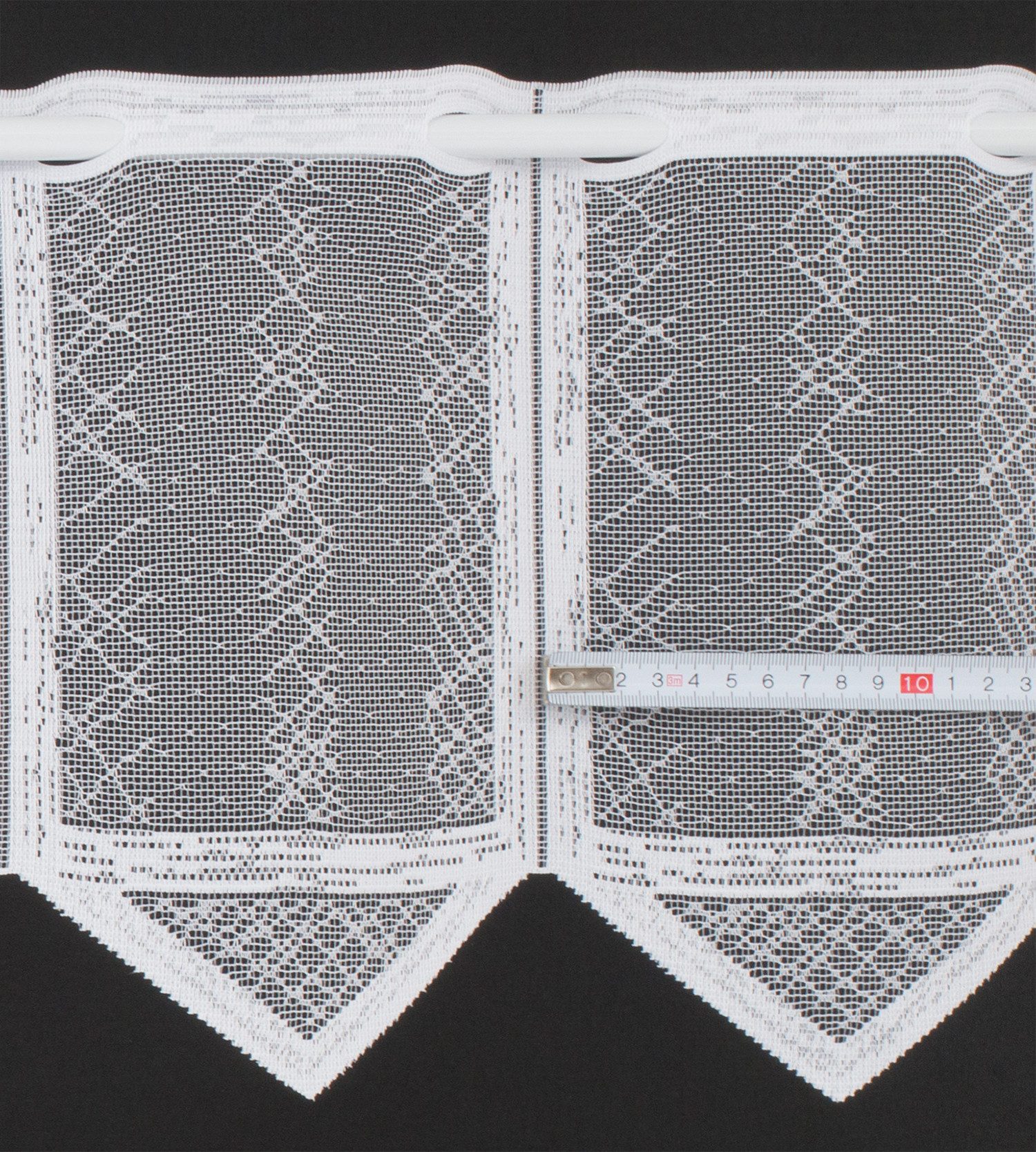 Gardinen Kranzusch Scheibengardine Jaquard in Karooptik (1 St), Stangendurchzug, transparent, Stablöcher,transparent,verschiedene Höhen, Breiten – Bild 2 von 5