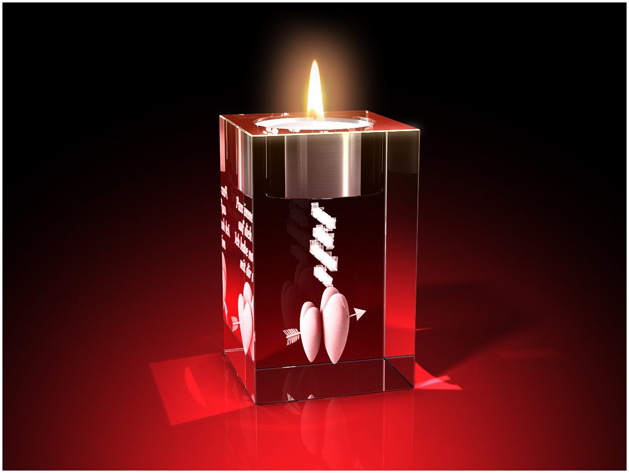 GLASFOTO.COM Teelichthalter Valentinstag, Doppelherz + Pass auf dich auf günstig online kaufen
